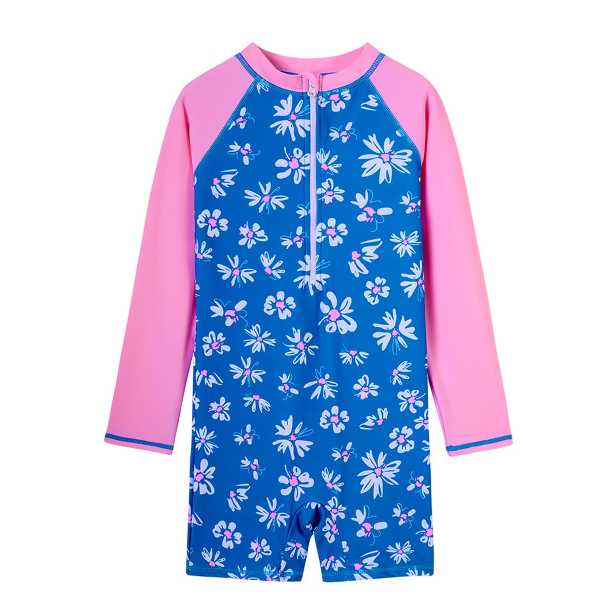 Girls Long Sleeve Rash Guard Swimsuits with Zipper - UV Protection Swimwear for Kids, Beach, Pool & Water Sports