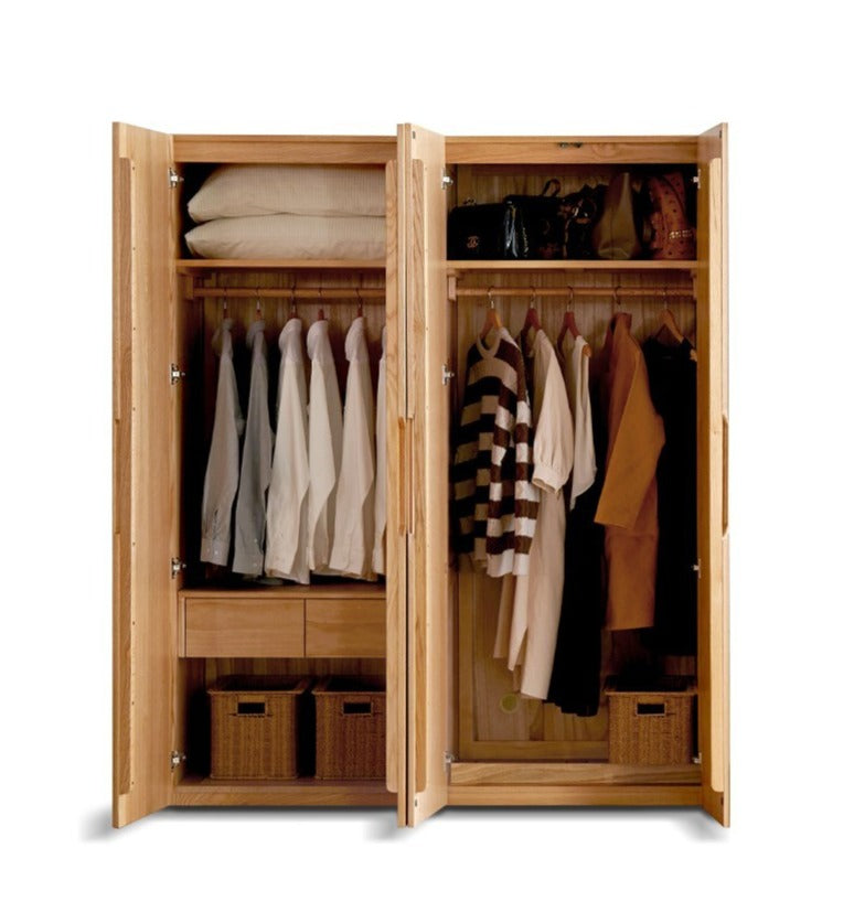 Solid Oak Wood Wardrobe - Premium Quality, Spacious Storage for Bedroom, Closet & Home Organization