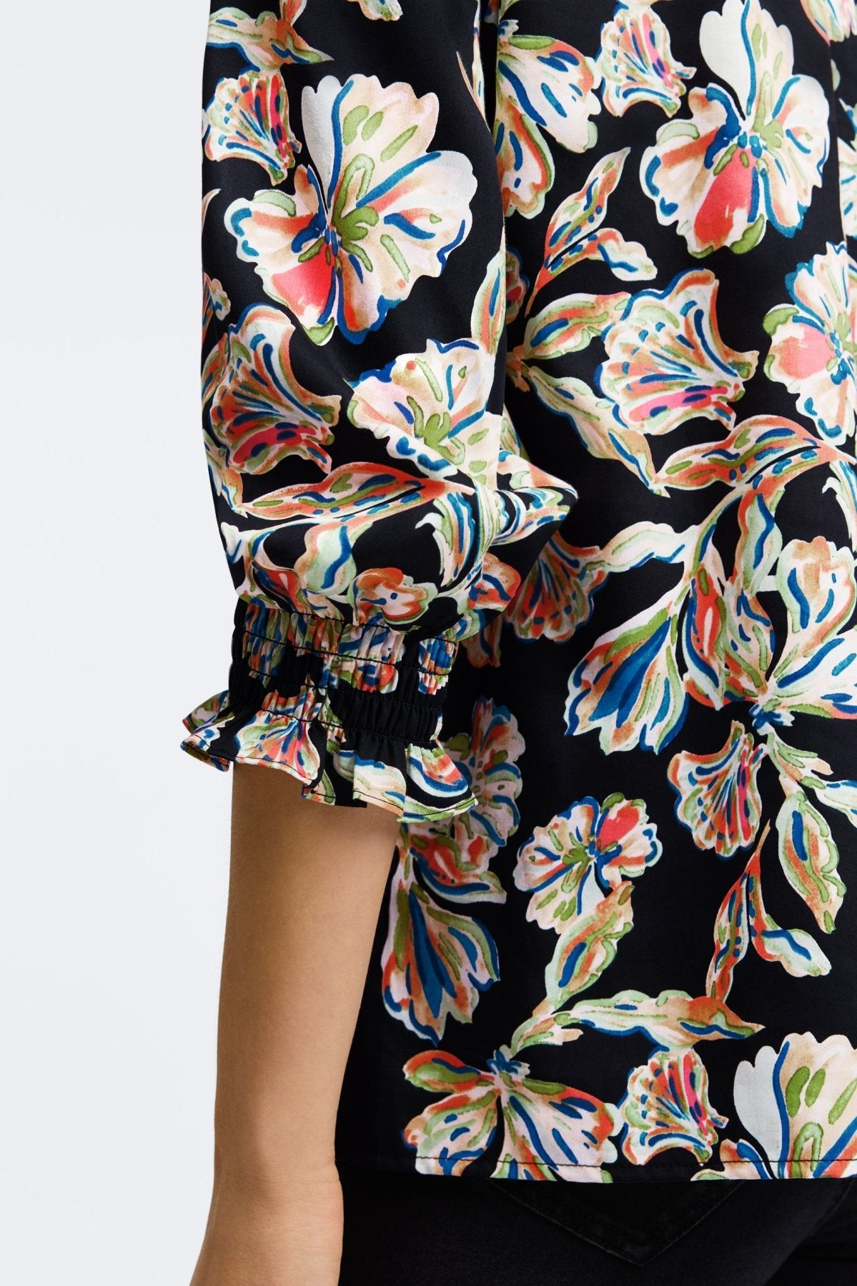 Alicia Night Blossoms 3/4 Sleeve Popover Shirt for Women - Floral Print Casual Blouse for Work & Date Night | Perfect for Office, Dinner Dates & Spring Outfits