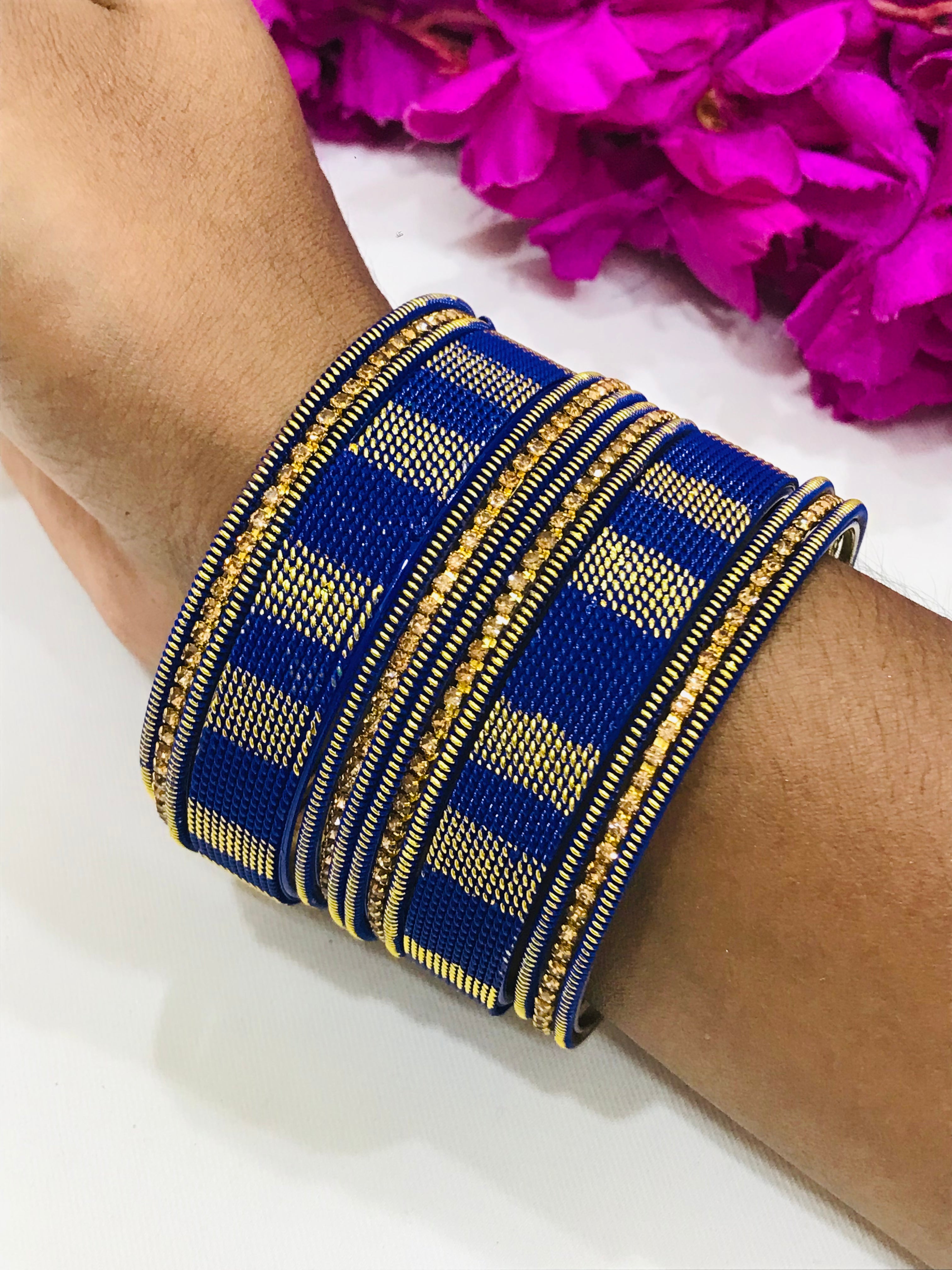 Stylish Spiral Design Blue Metal Bangles Set for Women - Perfect for Parties, Weddings & Everyday Fashion Accessories