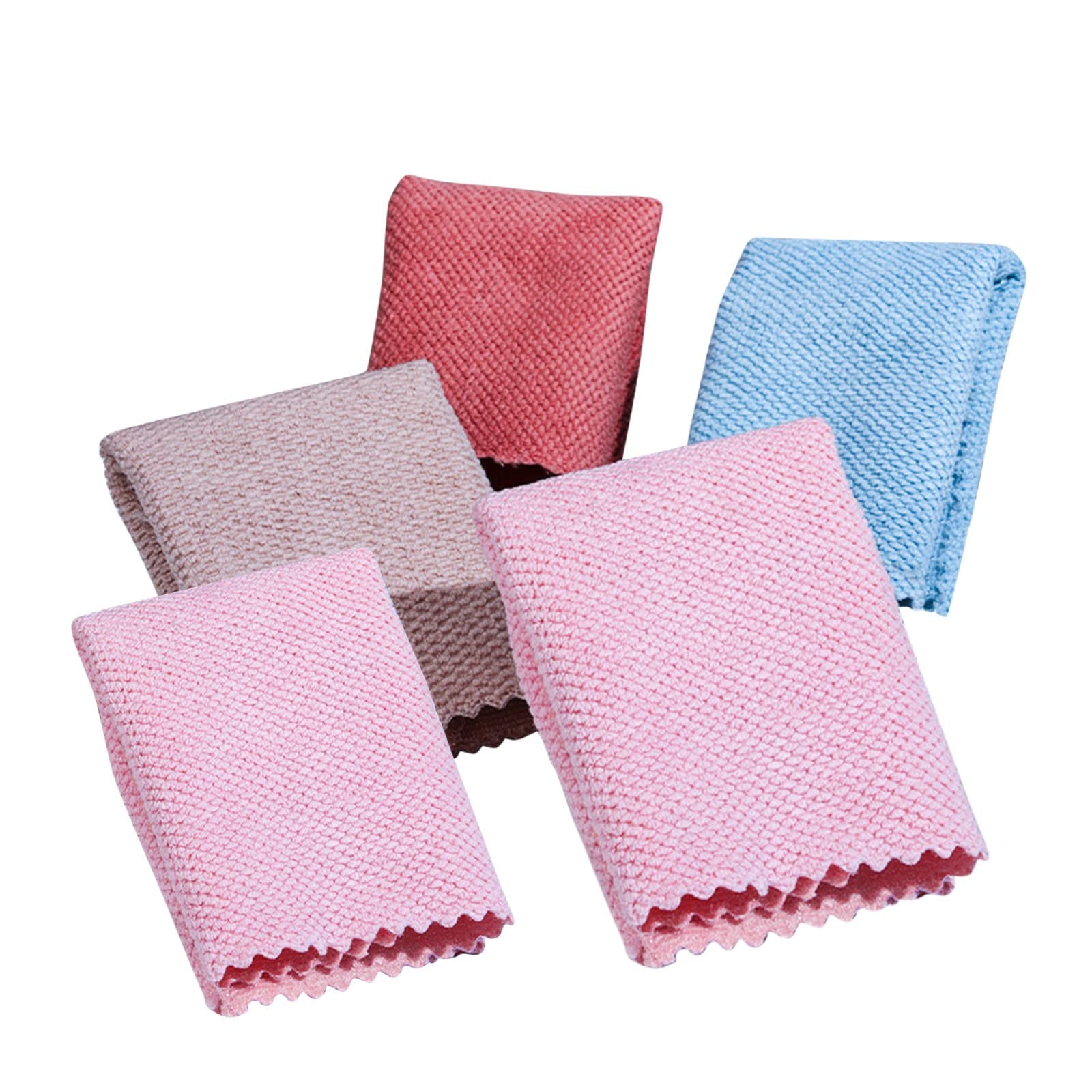 **5-Pack Nonstick Absorbent Kitchen Towels - Super Absorbent Fast Cleaning Dish Cloths for Wiping, Drying & Nonstick Cookware (Coral Color) - Perfect for Thanksgiving, Daily Cooking & Dishwashing**