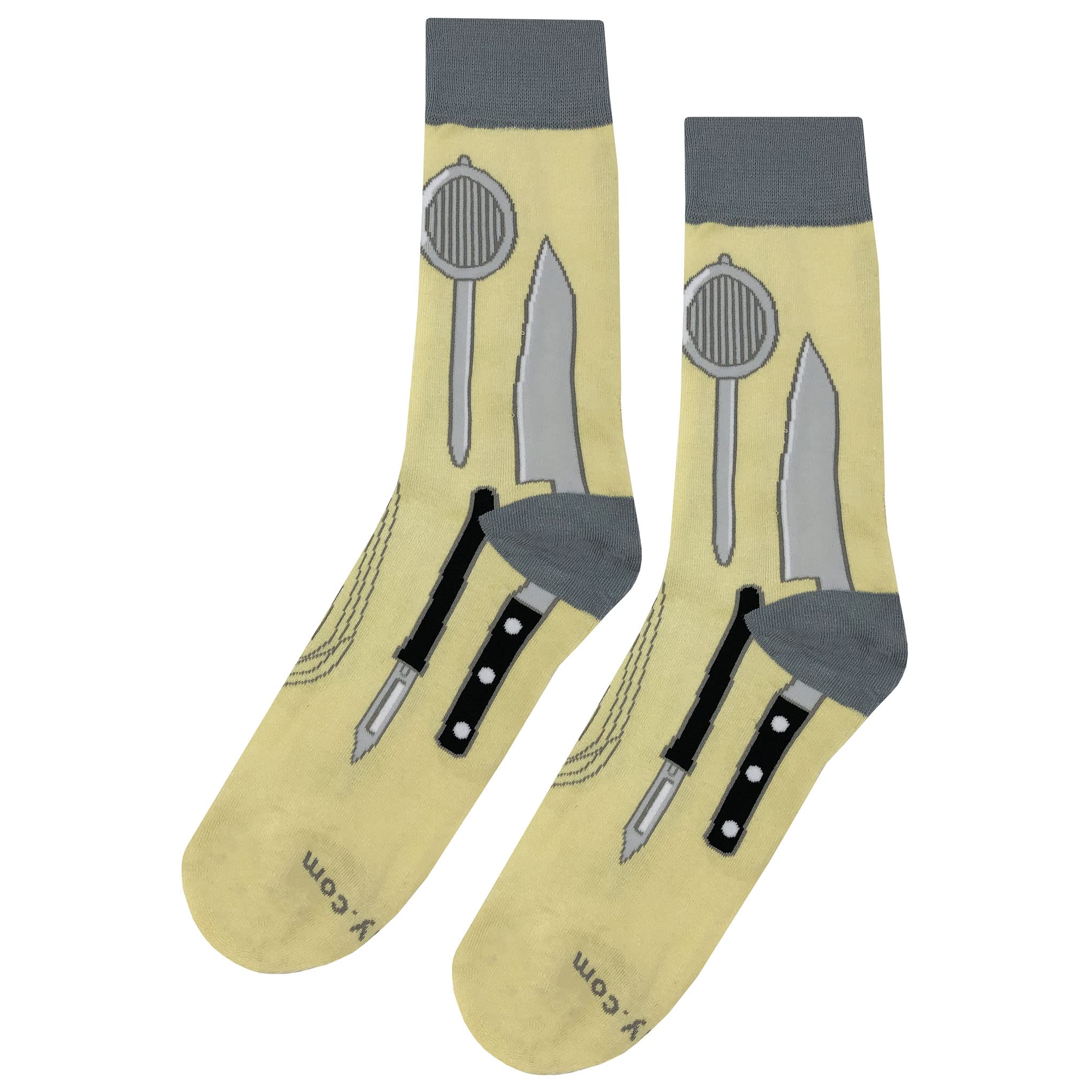 Funny Chef Tool Dress Socks for Men - Novelty Crazy Design, Cotton Crew Socks Size 8-12, Colorful Funky Casual Socks - Perfect Gift for Cooks & Kitchen Lovers - Great for Cooking, Gag Gifts & Funny Outfits