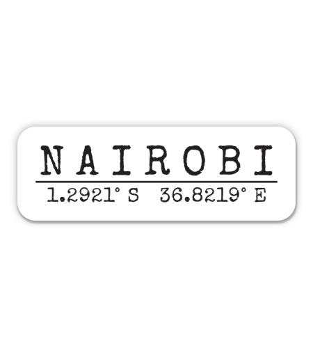 Kenya Nairobi City Coordinates Travel Luggage Vinyl Sticker Decal - 7 Inch Wide Waterproof Decorative Sticker for Suitcases, Laptops, Cars & Travel Accessories