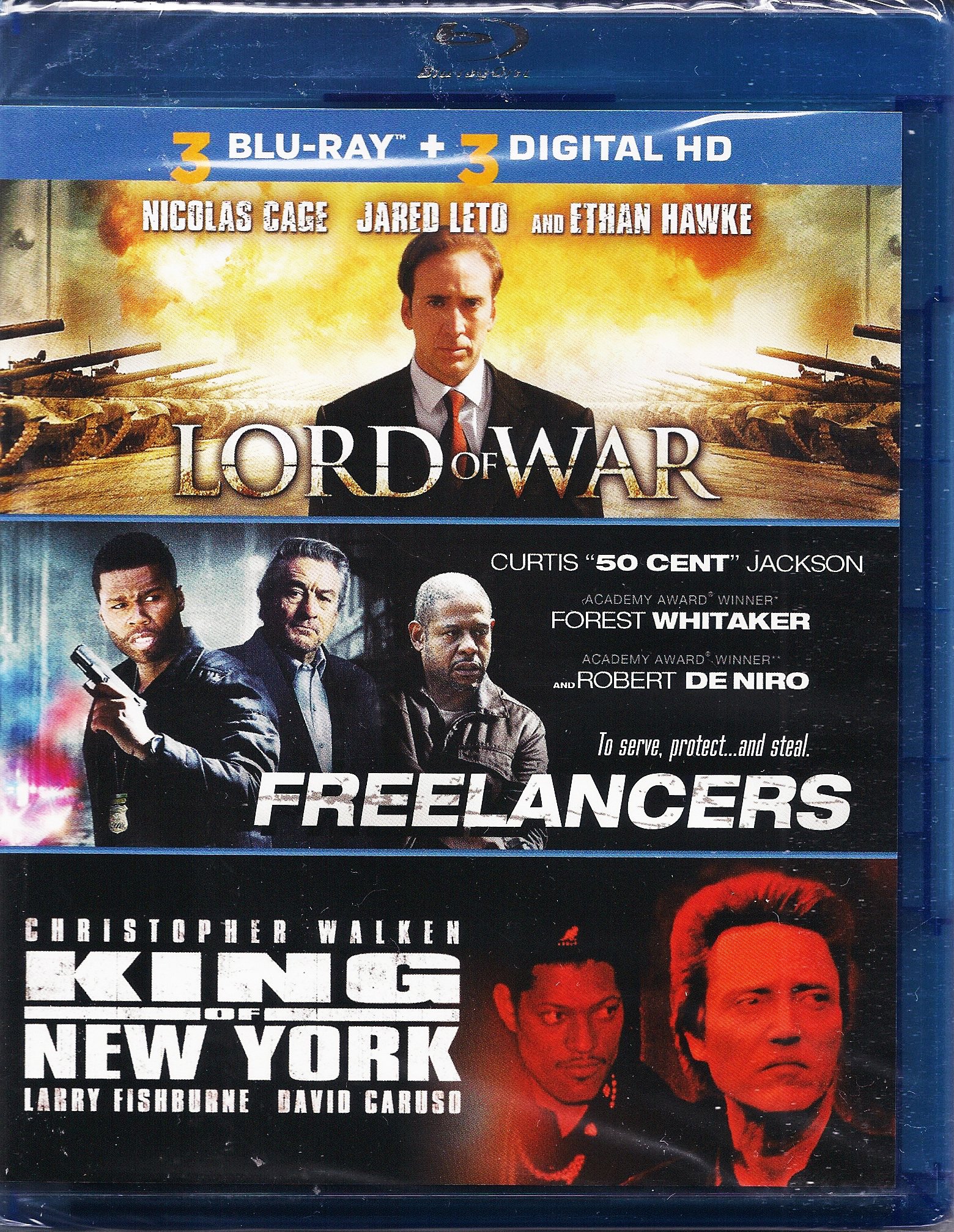 Lord of War, Freelancers & King of New York - 3 Action Crime Blu-Ray Movie Collection | Perfect for Movie Nights & Action Film Lovers