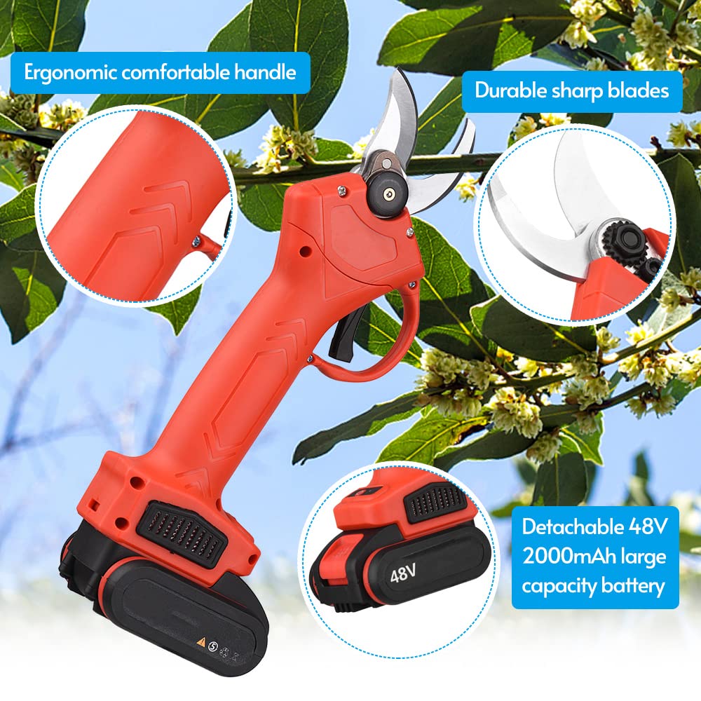 Kavolet 48V Cordless Electric Pruning Shears - Rechargeable Lithium Battery Powered Garden Shears, Portable Branch Cutter for Tree Trimming, Gardening & Landscaping | Perfect for Home Garden, Orchard & Vineyard Maintenance