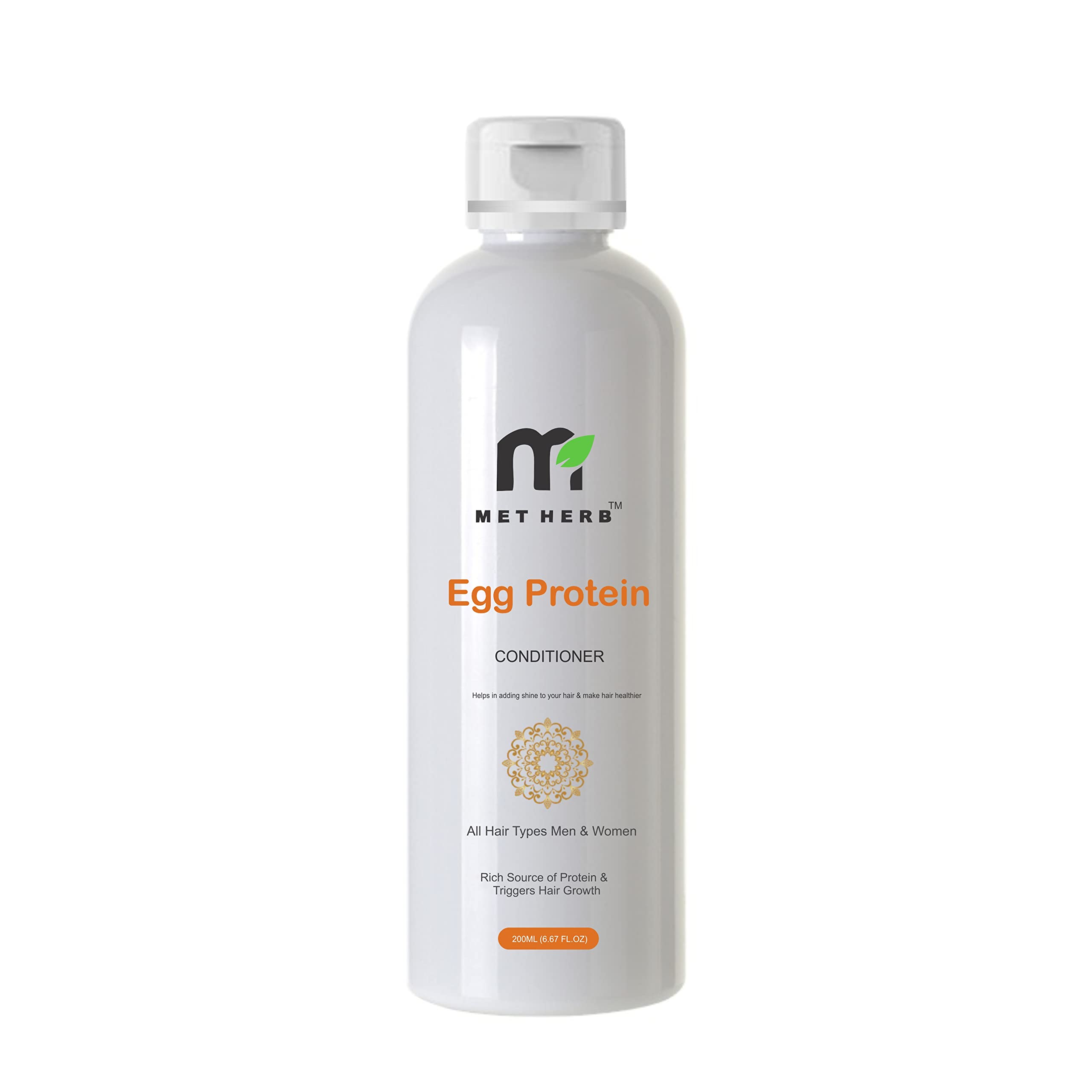 MET HERB Egg Protein Hair Conditioner - Anti Hair Fall Shampoo with Egg White for Thicker, Healthier Hair (200ml) | Daily Nourishment for Damaged & Thin Hair