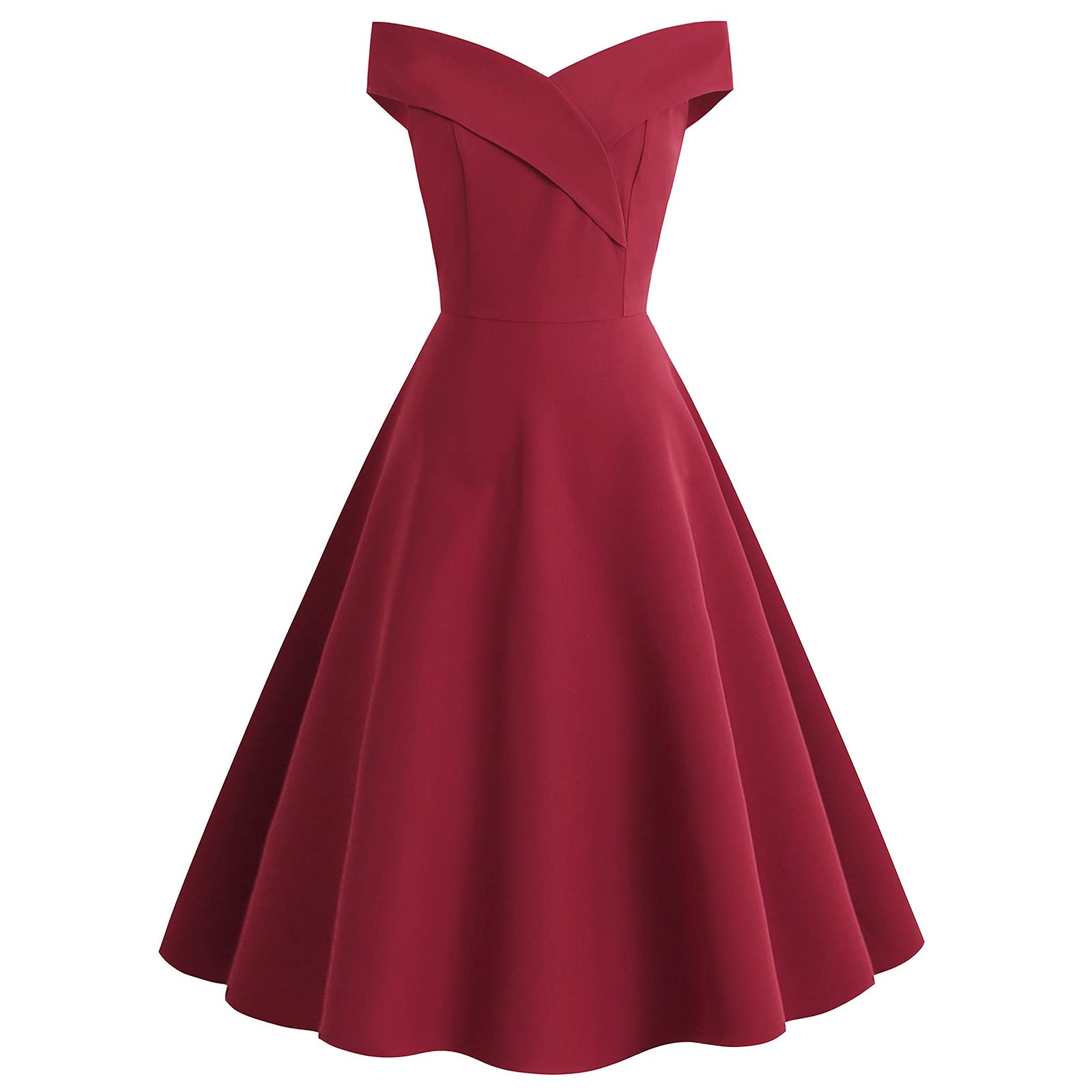 Elegant Women's Strapless Short Sleeve Cocktail Dress - Solid Color Wedding Guest, Prom Party & Evening Swing Dress - Perfect for Formal Events, Date Nights & Special Occasions