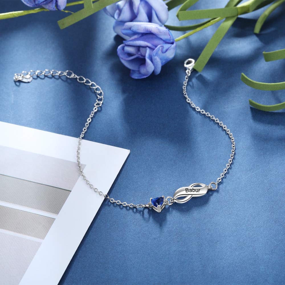 Personalized Birthstone Bracelet for Women - Custom Engraved 1-7 Names Mother's Jewelry - Thoughtful Gift for Mom, Grandma, Wife - Perfect for Mother's Day, Birthday, Anniversary & Special Occasions