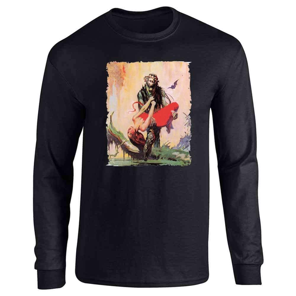 Frank Frazetta Swamp Thing Art Long Sleeve T-Shirt - Vintage Graphic Tee for Men & Women - Perfect for Comic Con, Halloween & Casual Wear