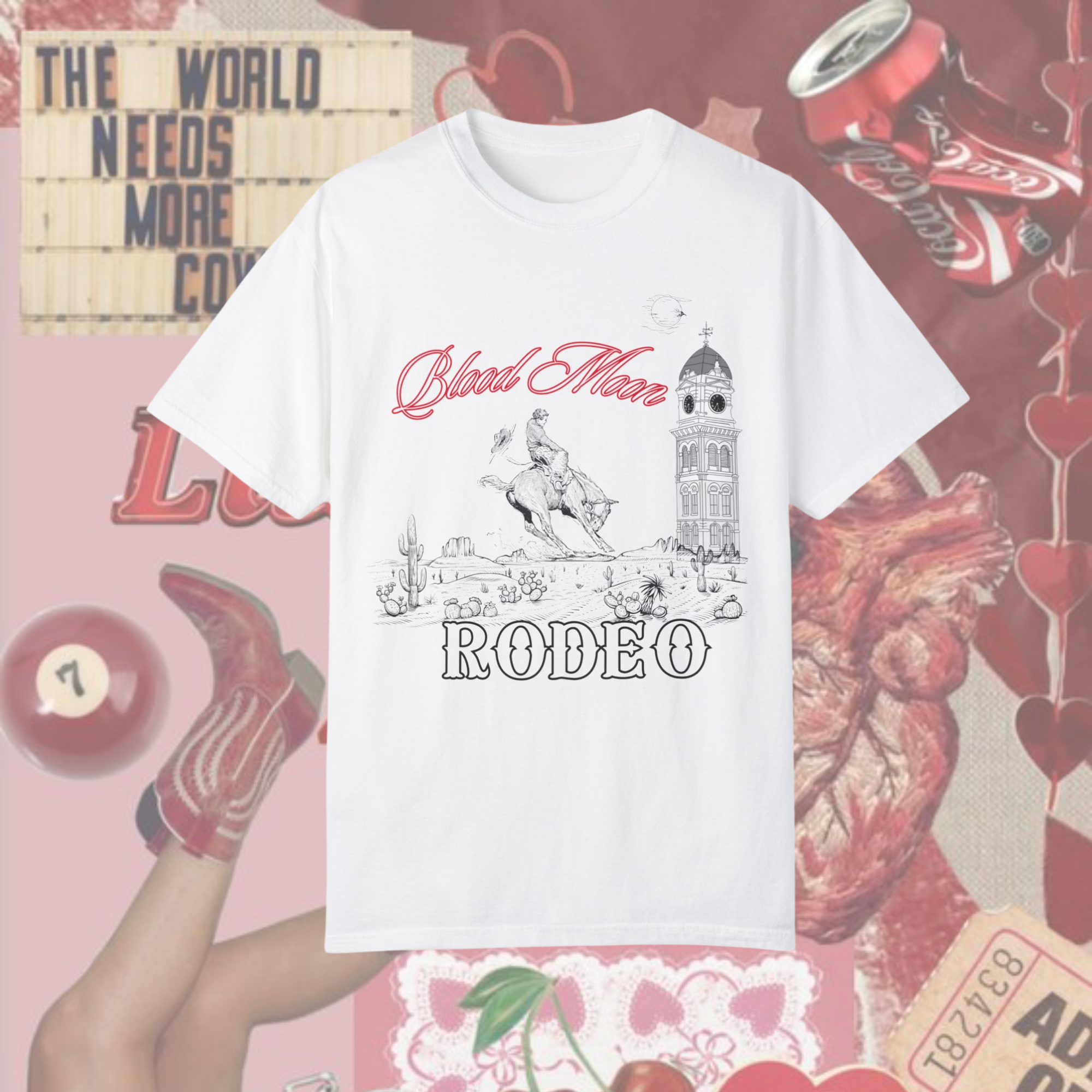 Blood Mood Rodeo Graphic T-Shirt for Men & Women - Western Cowboy Style Tee for Rodeo Events, Concerts & Casual Wear