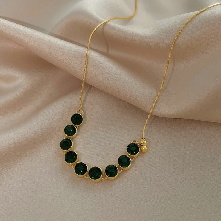 Dainty Green CZ Adjustable Chain Necklace | Elegant Jewelry for Women | Perfect for Parties, Weddings & Everyday Wear | HN2329