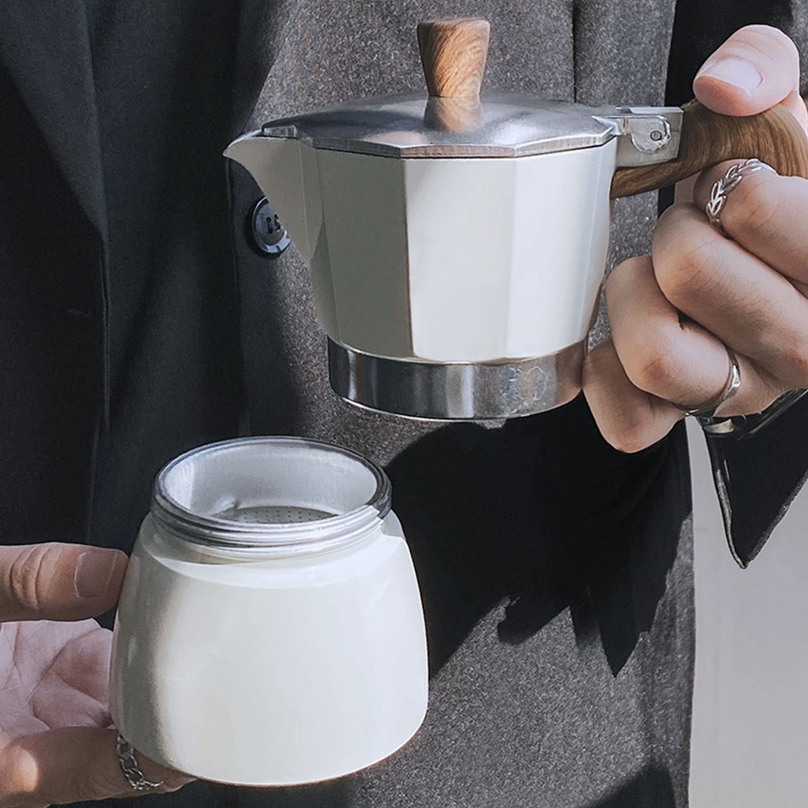 Premium Moka Pot - 3 Cup Stovetop Espresso Maker | Italian Coffee Brewer for Home, Camping & Travel | Perfect for Espresso, Cappuccino & Latte | Durable Aluminum Percolator for Gas & Electric Stoves