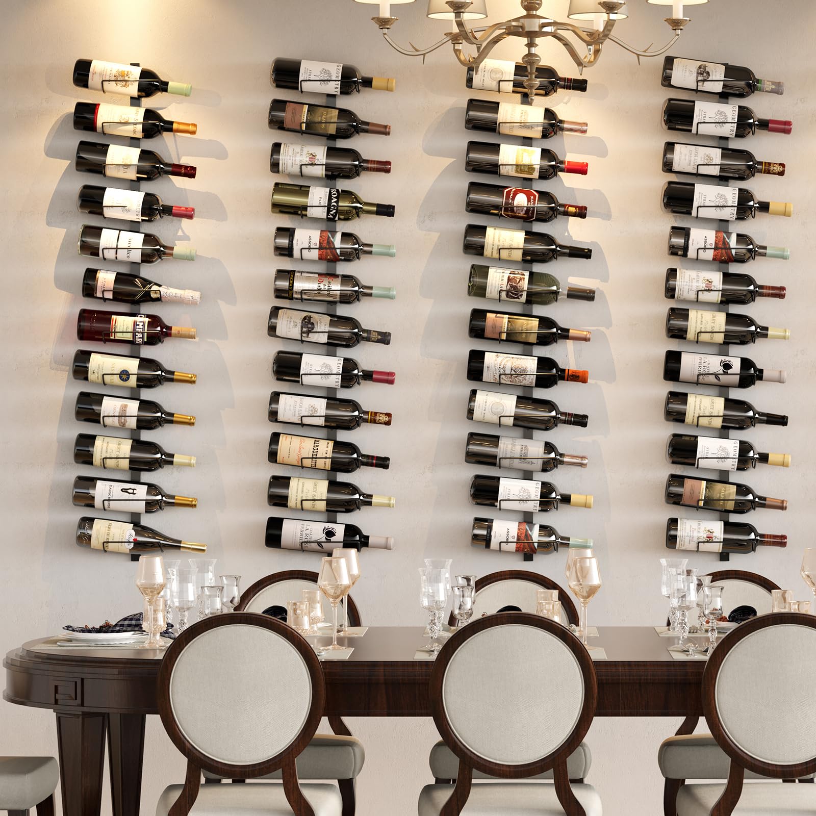 2 Pack Wall Mount Wine Rack Holds 24 Bottles - Detachable DIY Wine Storage Organizer & Display Holder for Kitchen, Dining Room, Bar or Wine Cellar - Perfect for Home Entertaining & Space Saving Wine Collection