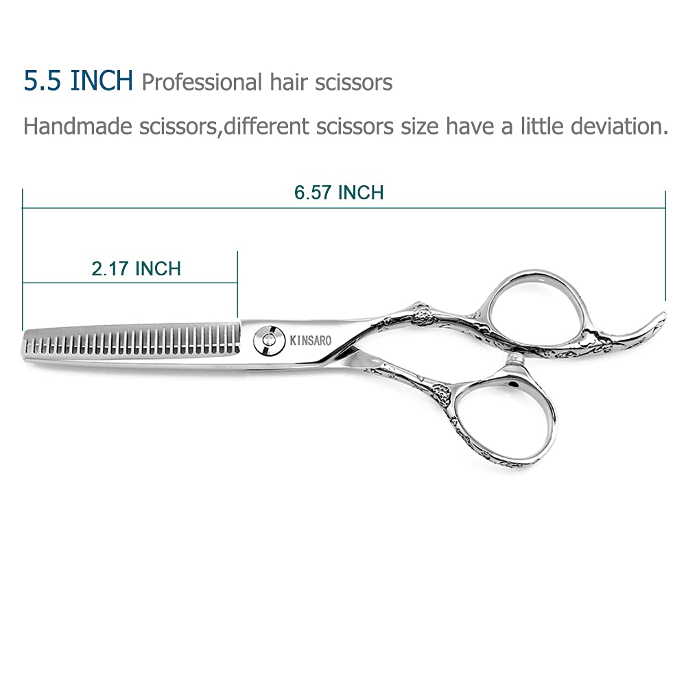 Professional 5.5 Inch Hair Thinning Shears - 440C Stainless Steel Barber Scissors with 28 Teeth & Rose Gold Handle (KINSARO) - Perfect for Women's Hair Styling, Salon Professionals & Home Haircuts