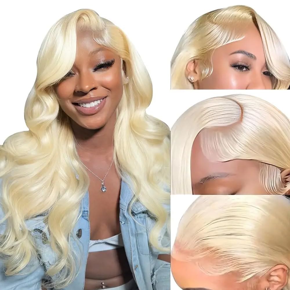 NOELLA 613 Blonde Body Wave Lace Front Wig - 20 Inch Human Hair Wig with 210% Density & 13x4 HD Transparent Lace - Pre Plucked Natural Hairline for Women - Perfect for Cosplay, Daily Wear & Special Occasions