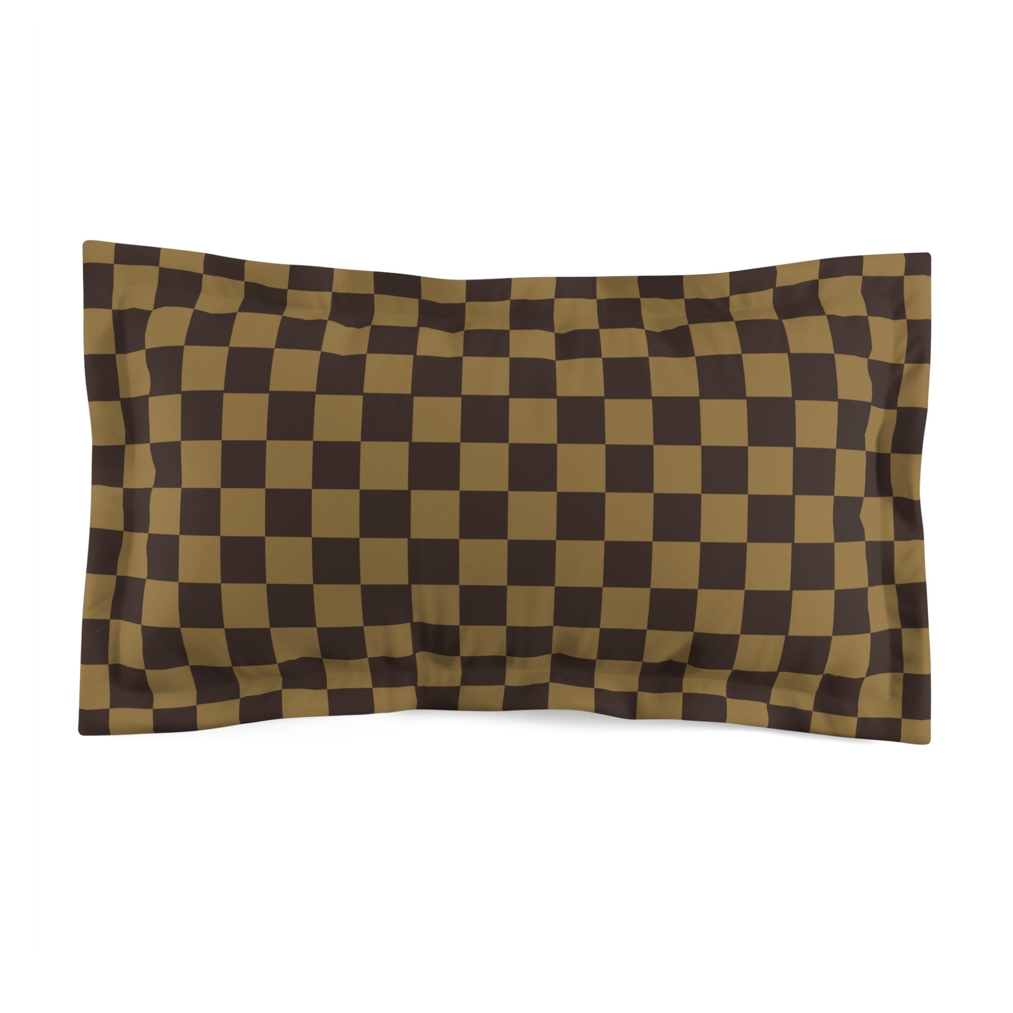 Checkered Brown Beige Pillow Cover - Soft Microfiber Pillow Sham for Bedroom Decor - Perfect for Home, Hotel & Airbnb Styling