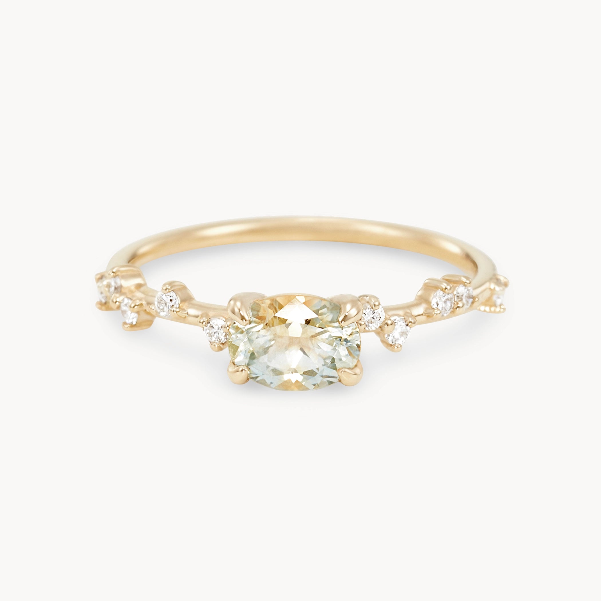 Unique 14K Yellow Gold Oval Sapphire Ring - Shores Aglow Handcrafted Jewelry for Women, Perfect for Weddings, Anniversaries & Special Occasions