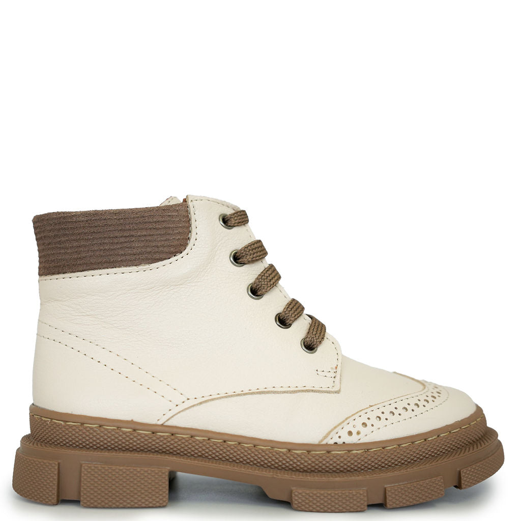 Stylish Beige Leather Booties for Women - Comfortable Ankle Boots with Chunky Heel | Perfect for Fall, Winter & Casual Outfits