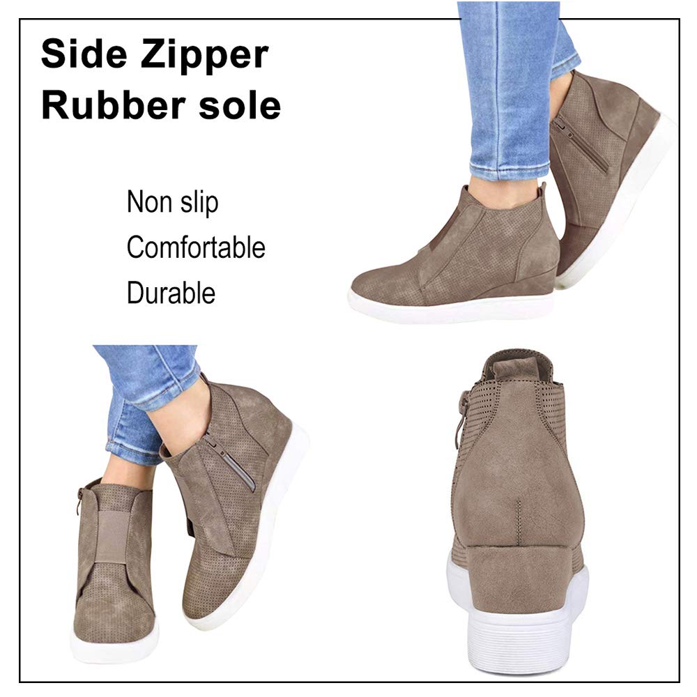 Athlefit Women's Hidden Heel Wedge Sneakers - Comfortable Platform Booties for Walking, Work & Casual Wear | Stylish Wedgie Sneakers for Everyday Outfits