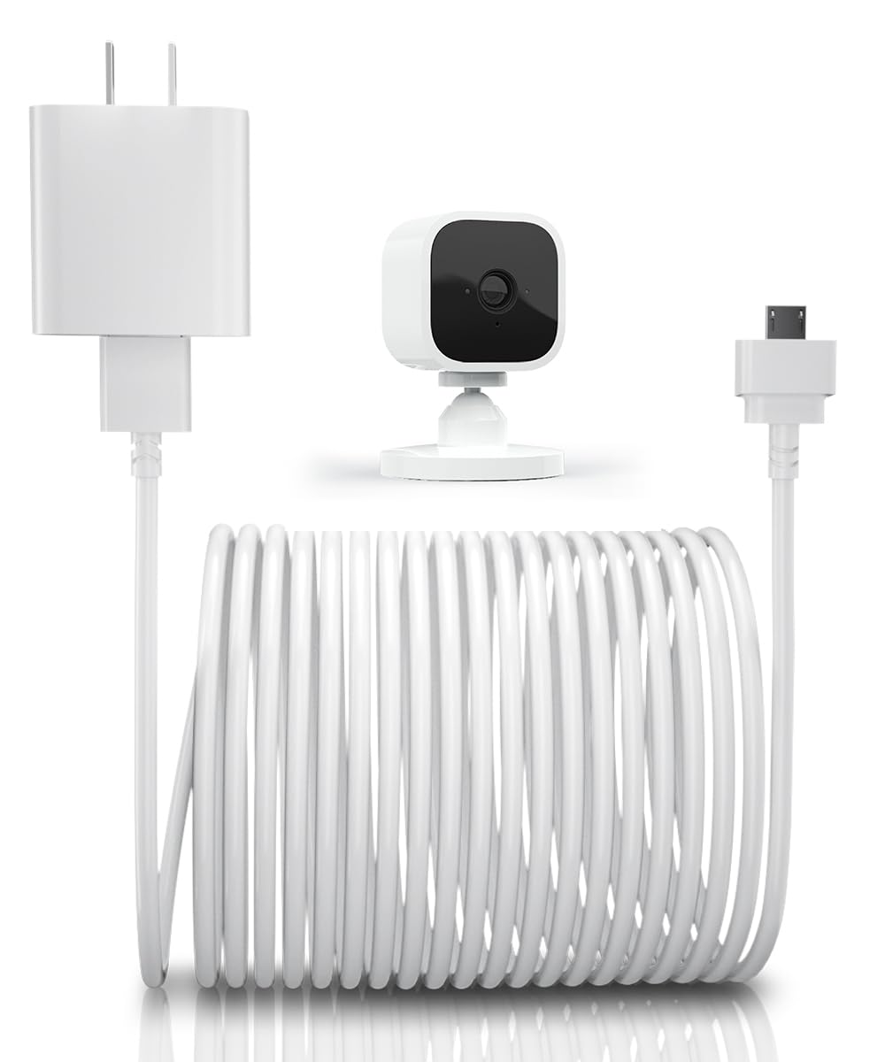 Blink Mini Charger Cable 10FT with Wall Adapter - Micro USB Power Cord for Blink Mini Security Cameras (Not Compatible with Blink Mini 2) - Waterproof & Durable for Indoor/Outdoor Use - Perfect for Home Security Camera Setup & Continuous Power Supply