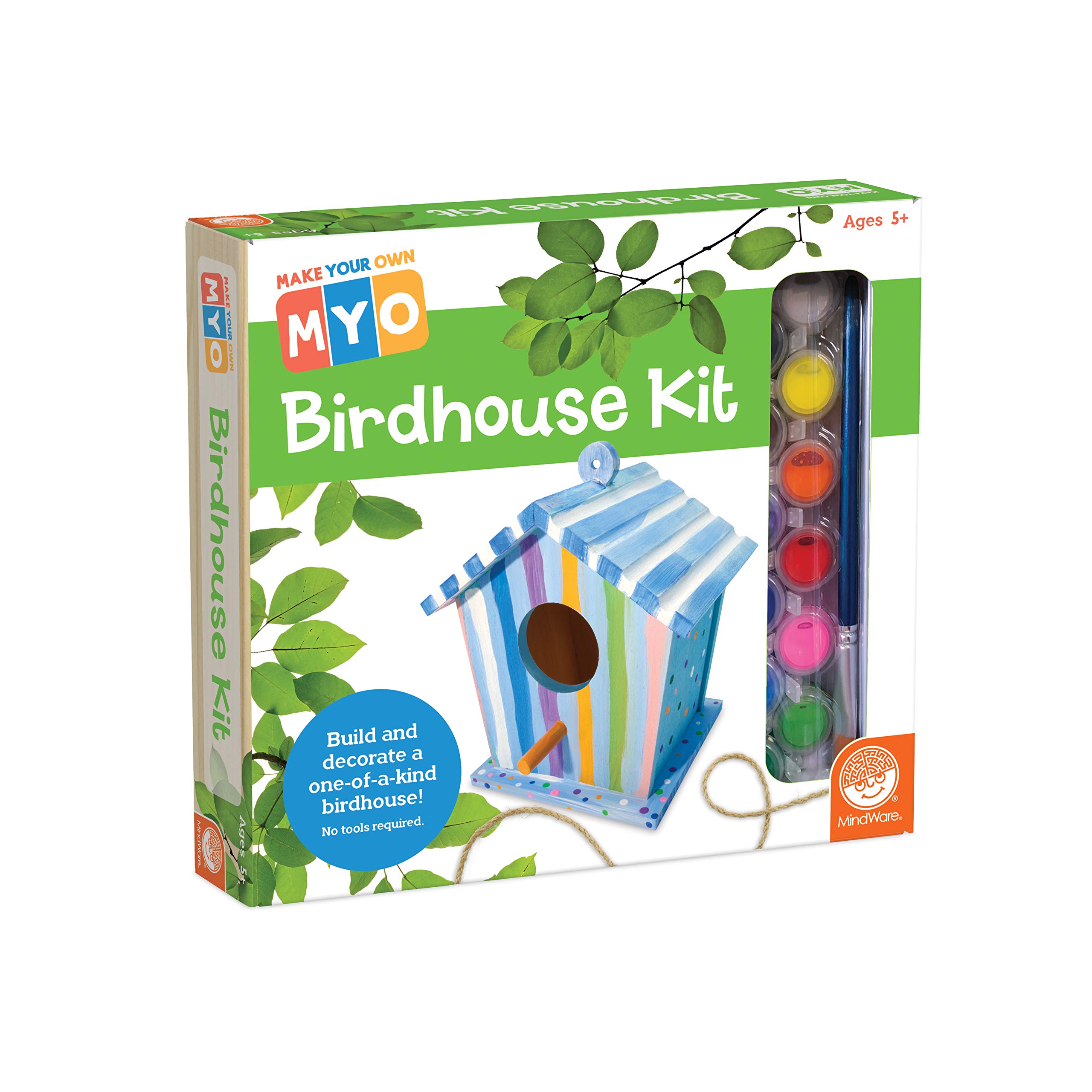 **MindWare DIY Birdhouse Kit for Kids - Wooden Craft Kit with Pre-Cut Wood Pieces & Art Supplies - Build & Paint Your Own Bird House - Ages 5+ - Perfect for Backyard Decor, Nature Exploration & Creative Play**