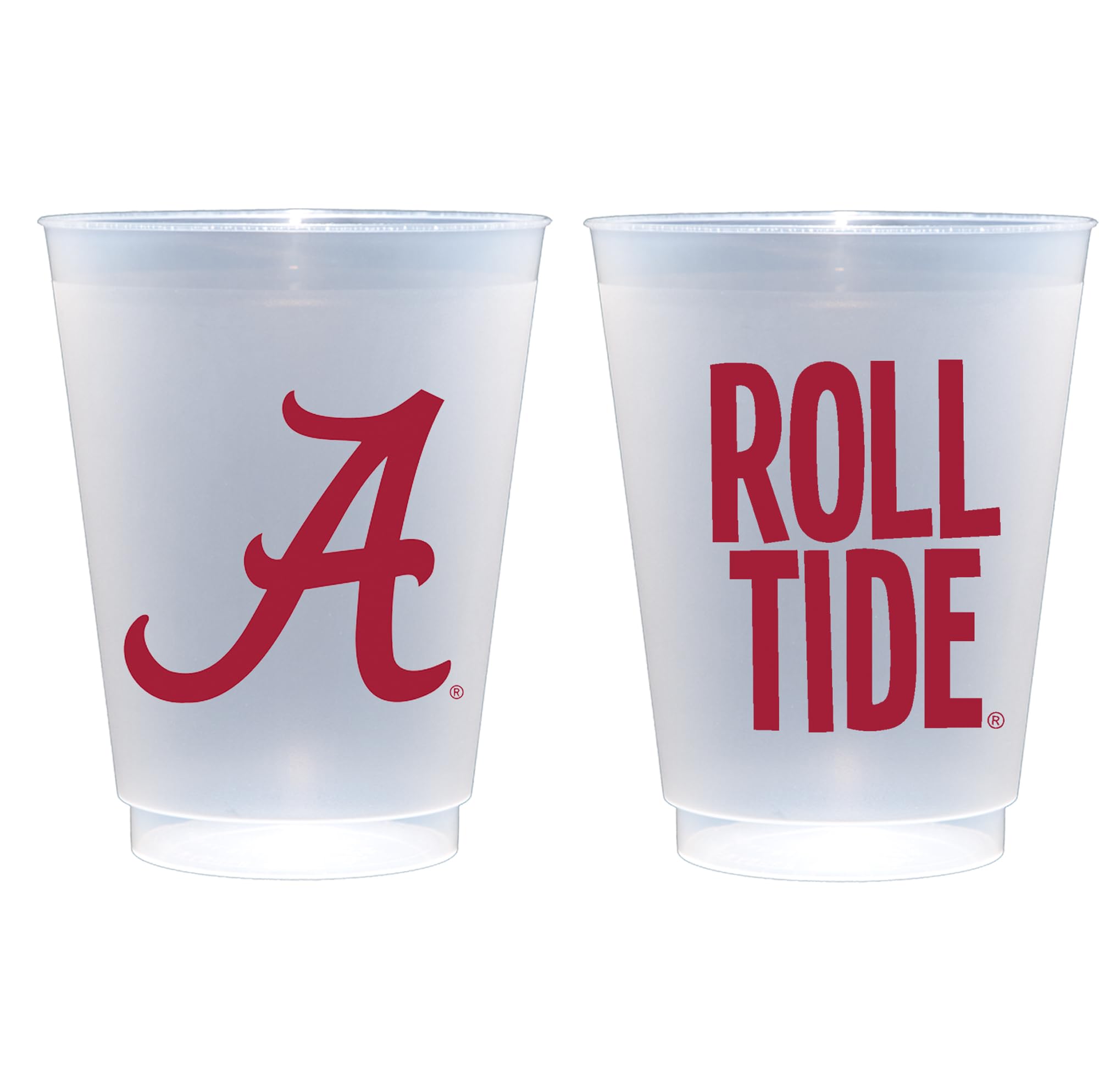 Officially Licensed University of Alabama Roll Tide 16oz Frosted Plastic Cups - 10 Pack Reusable Party Cups for Game Day, Tailgating & College Sports Events - Elegant Printed Drinkware for Football Parties, BBQs & Outdoor Gatherings