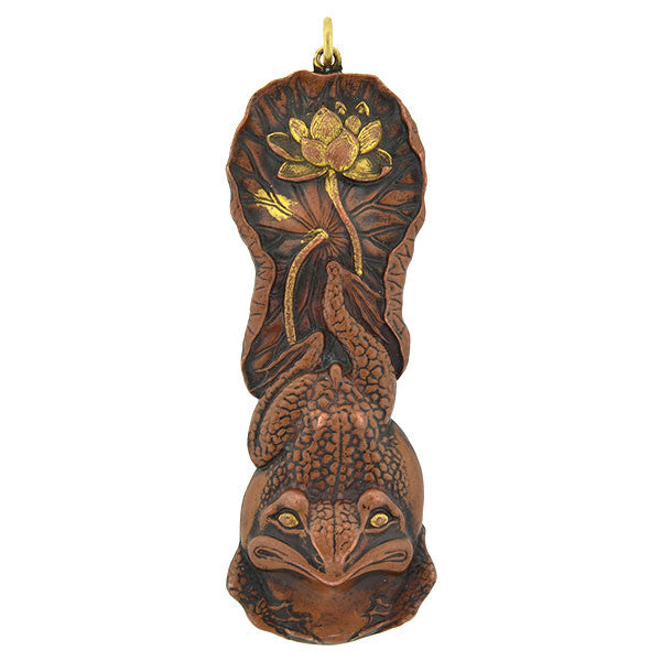 Antique Victorian Japanese Bronze Shakudo Frog Pendant - Handcrafted Jewelry for Collectors & Gift Giving - Perfect for Vintage Lovers, Steampunk Fashion & Unique Statement Necklaces