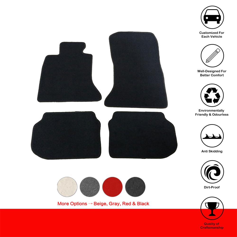 IKON MOTORSPORTS Custom Fit Floor Mats for BMW 5 Series F10 (2011-2016) - Premium Nylon Carpet Front & Rear Set - All-Weather Protection & Perfect Factory Fit - Ideal for Daily Commute, Road Trips & Luxury Car Interior Protection