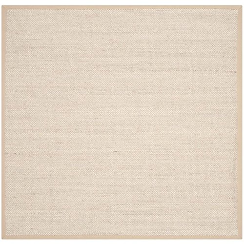 SAFAVIEH Natural Fiber Collection 6' Round Area Rug - Marble & Linen with Sisal Border, Easy Care Indoor Rug for High Traffic Areas, Perfect for Living Room, Bedroom, Dining Room & Home Office (NF143B)