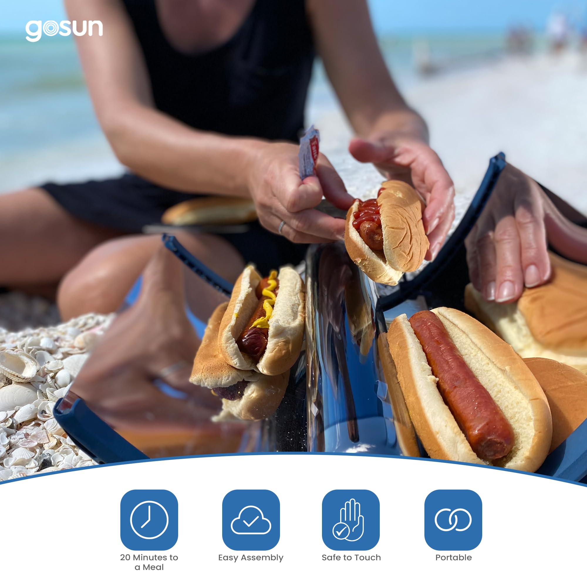 GOSUN Portable Solar Oven Kit for 1-2 Meals | Fast 20-Min Cooking | Vacuum Insulated Solar Cooker | Perfect for Camping, Hiking, Beach & Emergency Preparedness | Eco-Friendly Outdoor Cooking Solution
