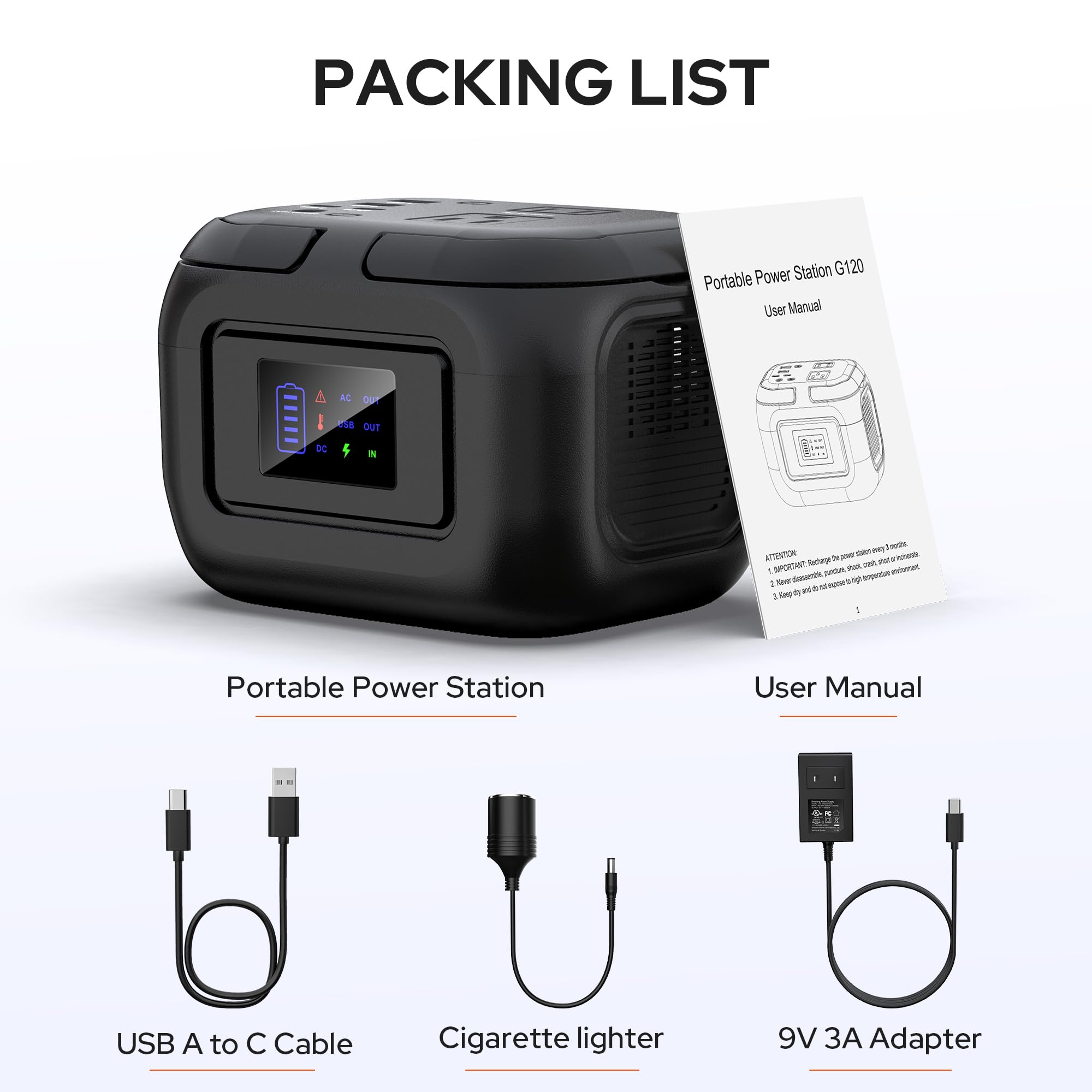 SinKeu 120W Peak Portable Power Station - 97Wh Lithium Battery Generator with 110V AC Outlet, USB-C/QC3.0, DC Output | Fast Charging for Camping, Home Backup & Outdoor Emergency Power Supply | Perfect for RV Trips, Blackouts & Off-Grid Adventures