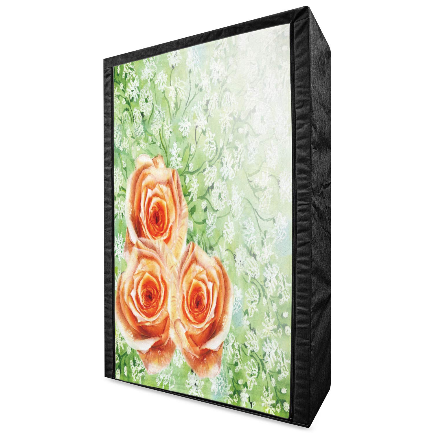 Ambesonne Watercolor Flower Fabric Wardrobe - Hand-Painted Persian Roses on Grass, 42.5