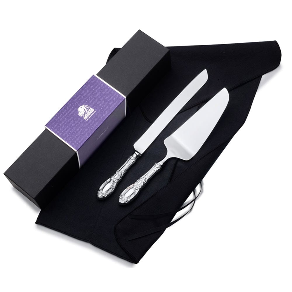 King Richard Sterling Silver Wedding Cake Knife and Server Set - Elegant Cake Cutting Set for Weddings, Anniversaries & Special Occasions