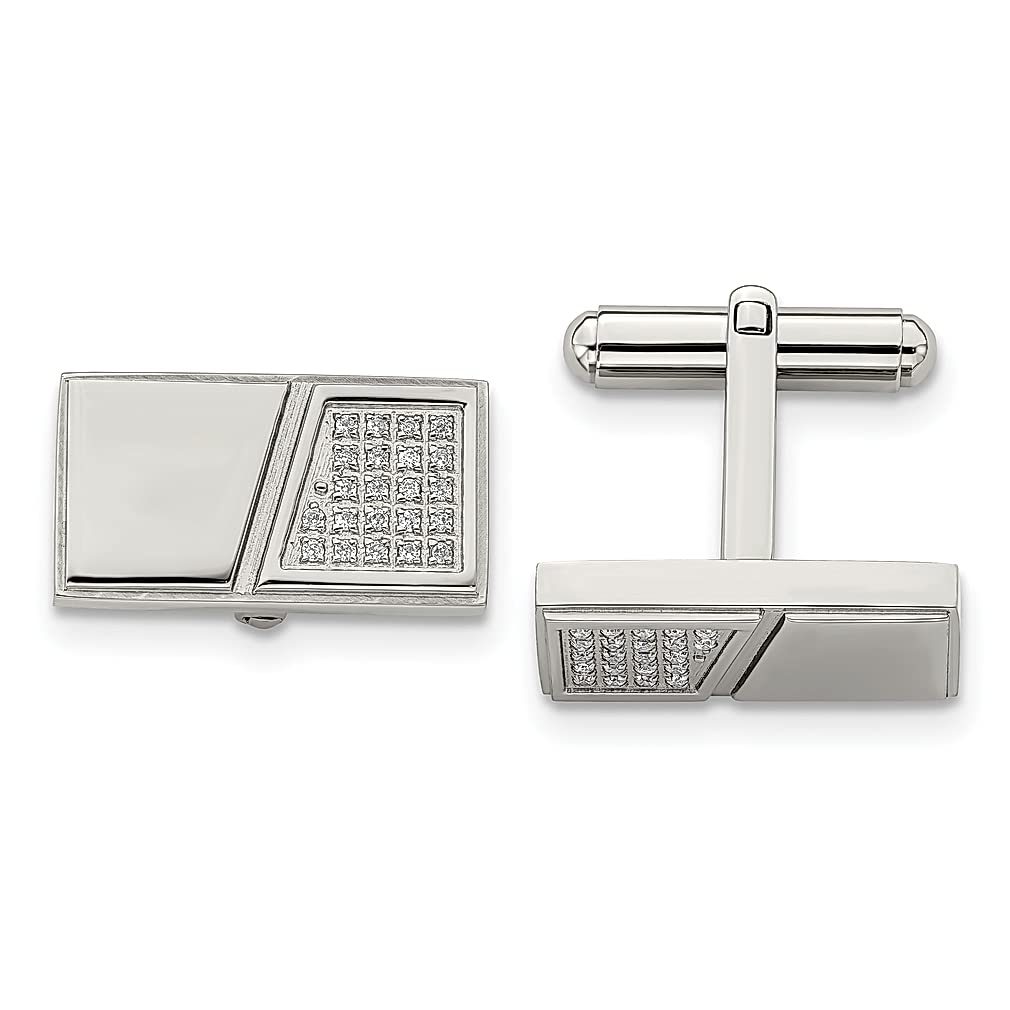 ICE CARATS Stainless Steel Cubic Zirconia Rectangle Cufflinks - Elegant Cuff Link & Collar Stay Jewelry for Women | Perfect Gift for Her | Ideal for Weddings, Business Meetings & Formal Events