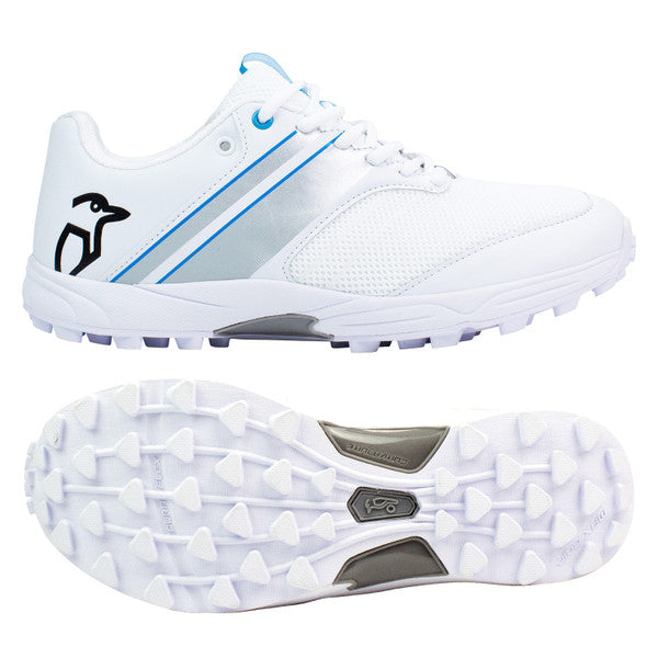 Kookaburra KC 3.0 Rubber Shoes for Men & Women - White/Silver - Non-Slip Comfortable Athletic Sneakers for Running, Walking & Gym Workouts