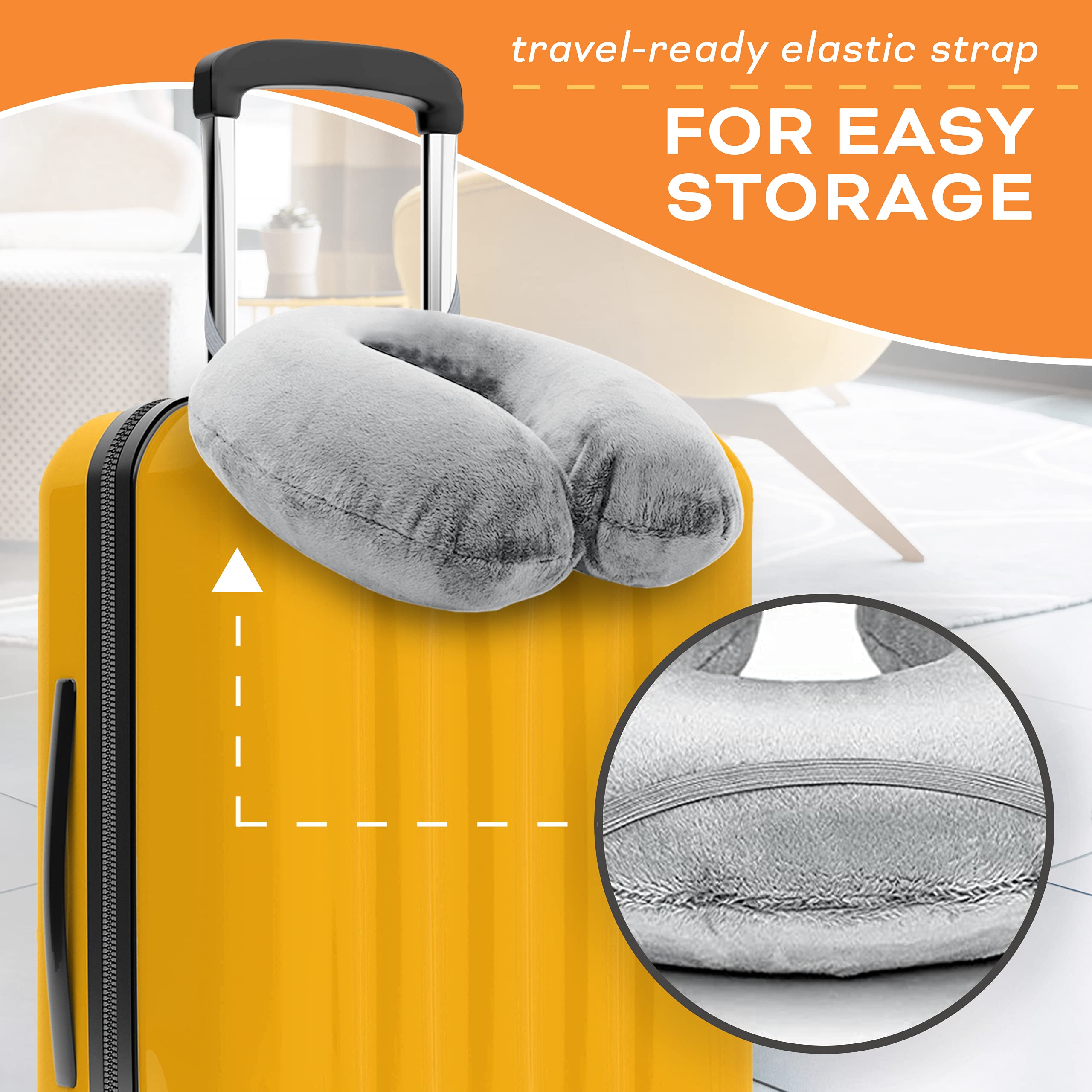 **Memory Foam Travel Neck Pillow - Washable Cover for Airplane, Car & Home Use - Comfortable Neck Support for Pain Relief & Sleeping - Grey (Perfect for Long Flights, Road Trips & Office Naps)**