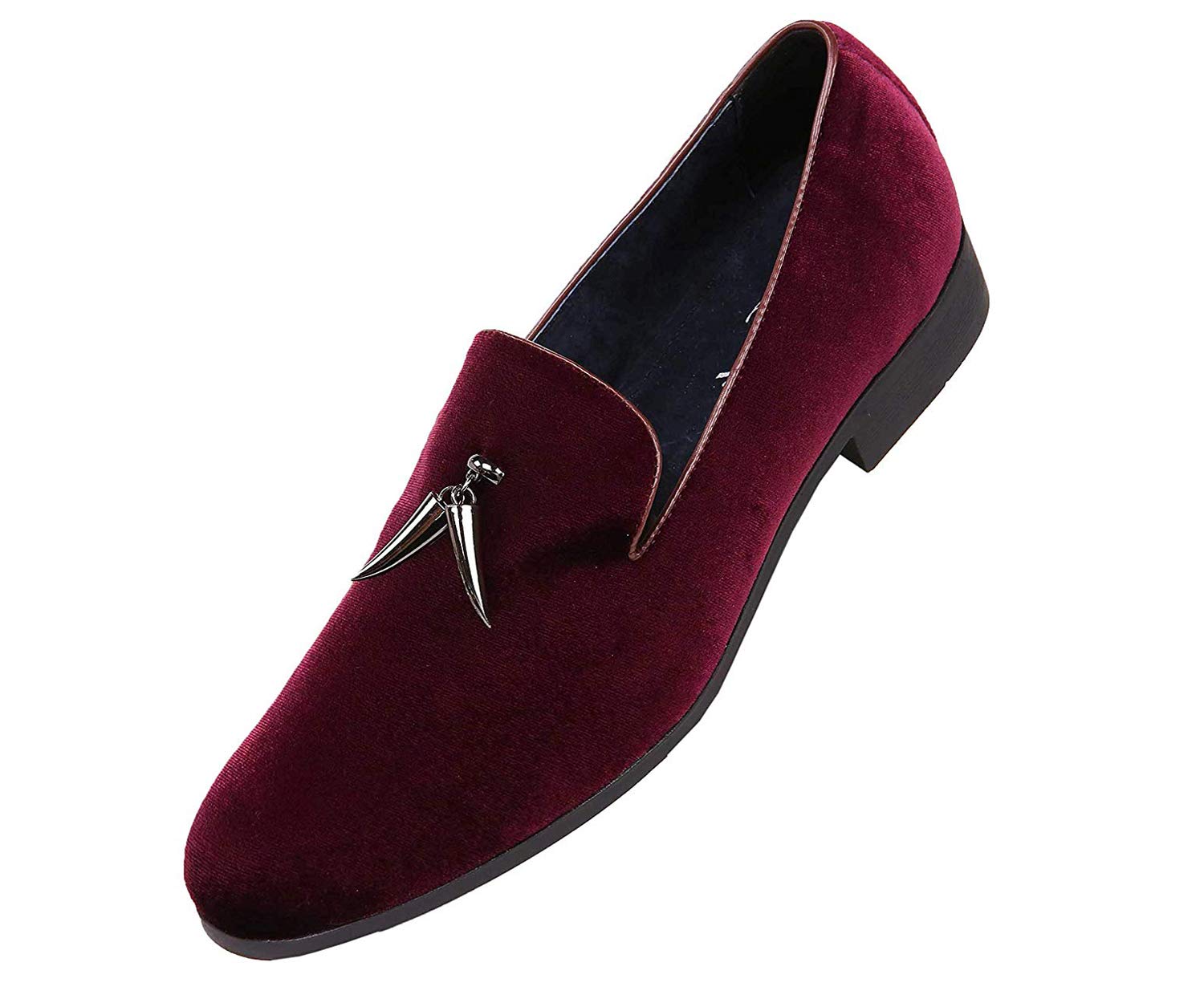 Amali Heath Men's Dress Shoes with Gunmetal Horn Tassels - Luxurious Velvet Formal Loafers | Original Smoking Slippers for Men | Perfect for Weddings, Business Meetings & Evening Events