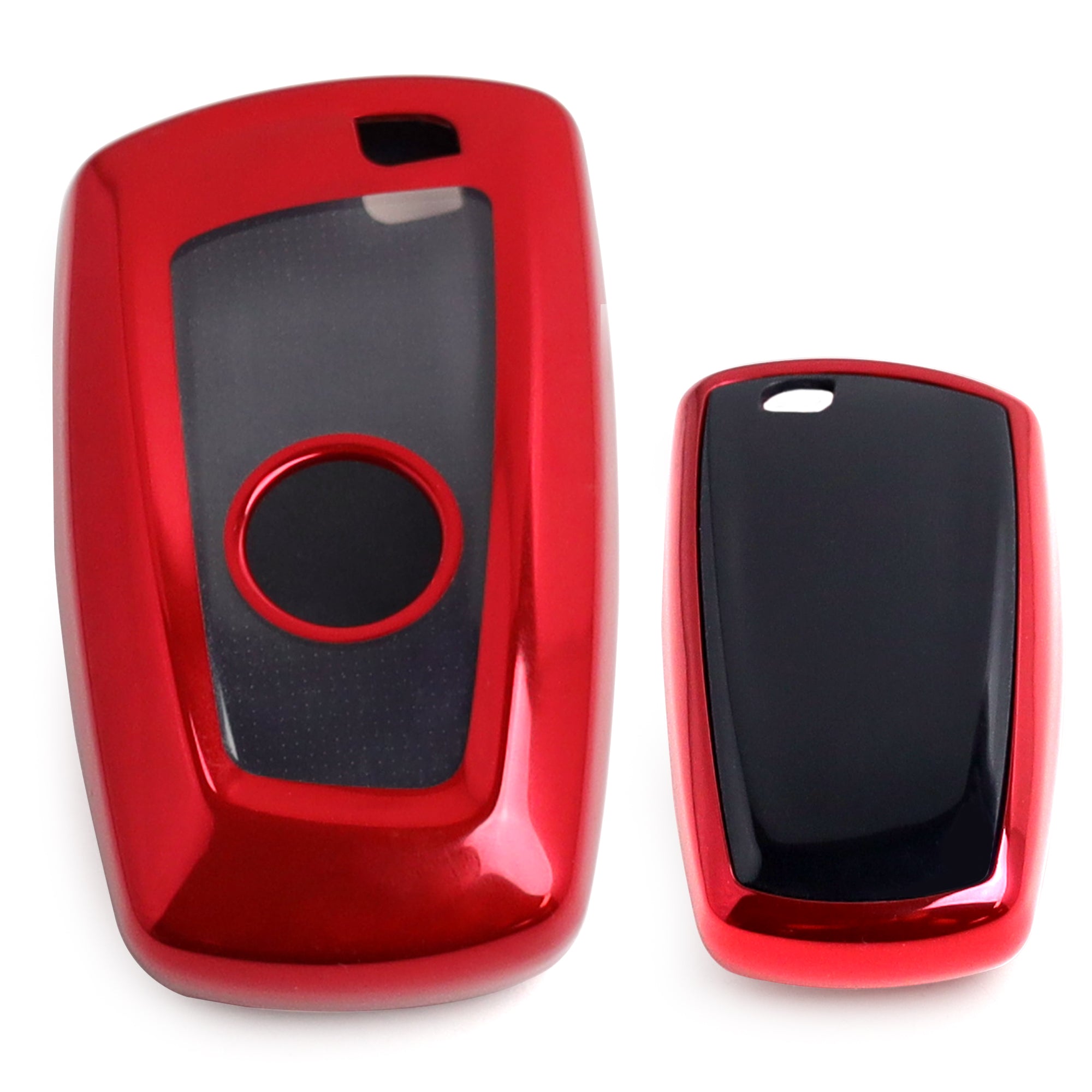 Premium Chrome Red TPU Key Fob Case for BMW 1/2/3/4/5/6/7 Series & X1/X3/X4 Models - Durable 4-Button Protective Cover - Perfect for Daily Use, Car Protection & Key Organization