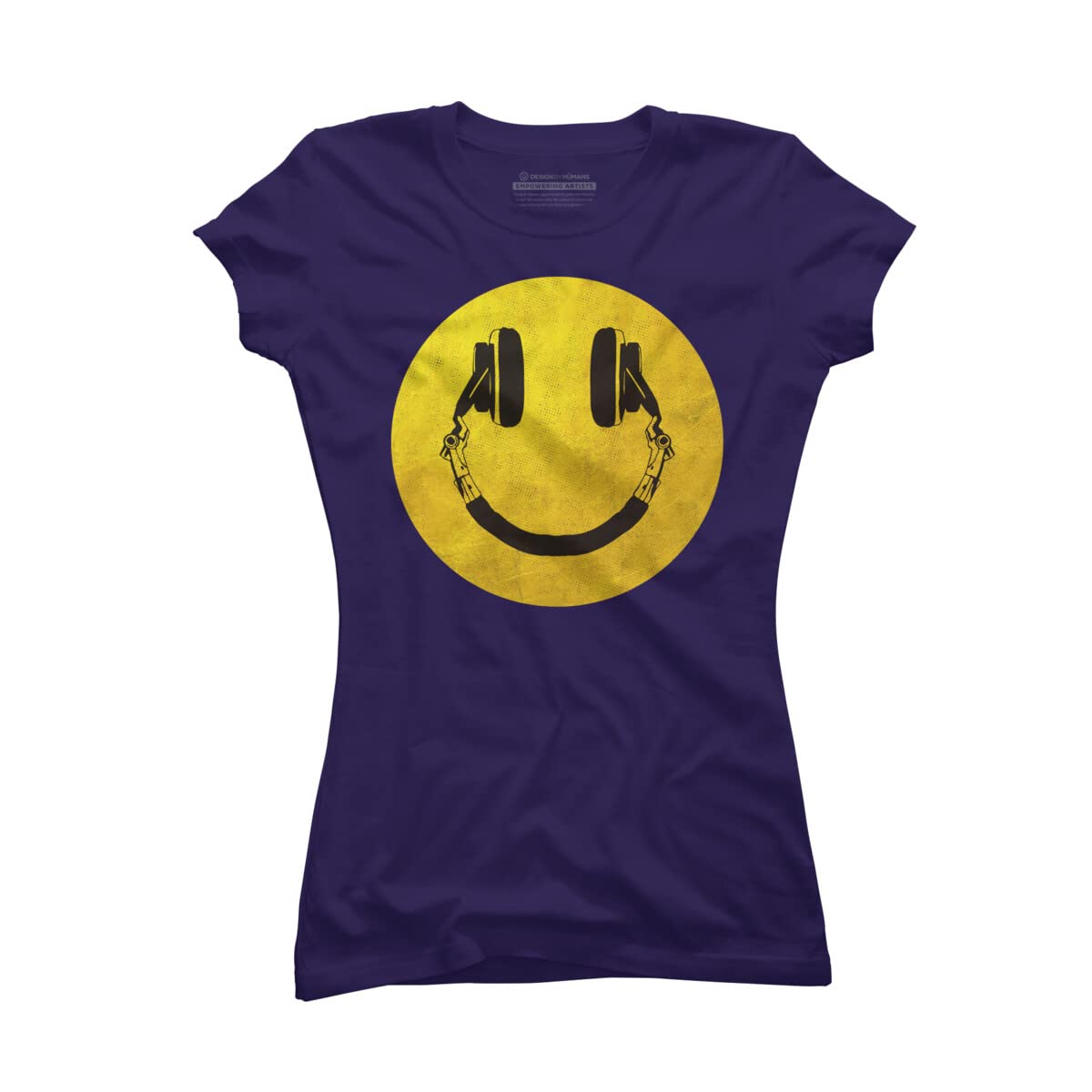 Design By Humans Junior's Music Smile Graphic Tee - ArtTypeMachine Vintage Band T-Shirt for Teens & Young Adults - Perfect for Concerts, Music Festivals & Casual Wear