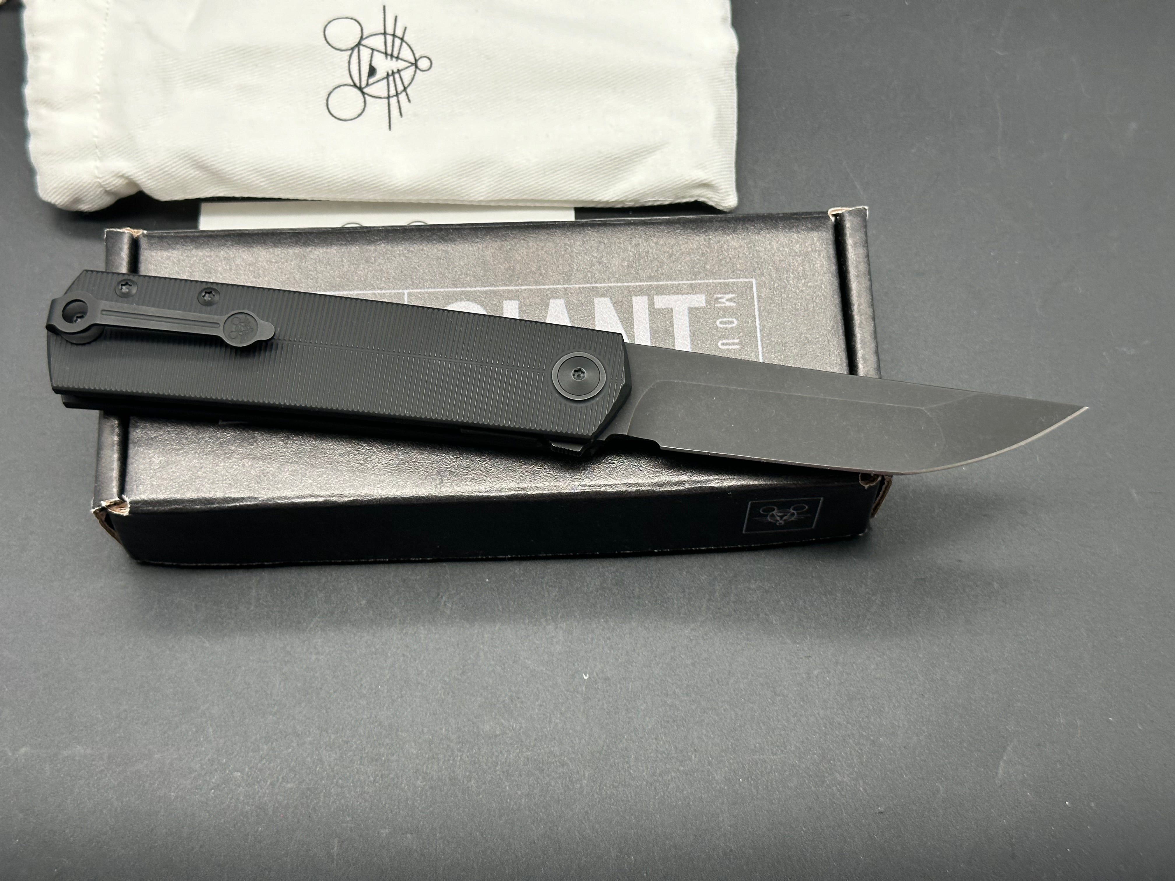 GiantMouse GMP9 Folding Knife #65 - Black PVD CPM 20CV Blade & Stonewashed Titanium Handles | EDC, Outdoor, Camping, Survival Gear