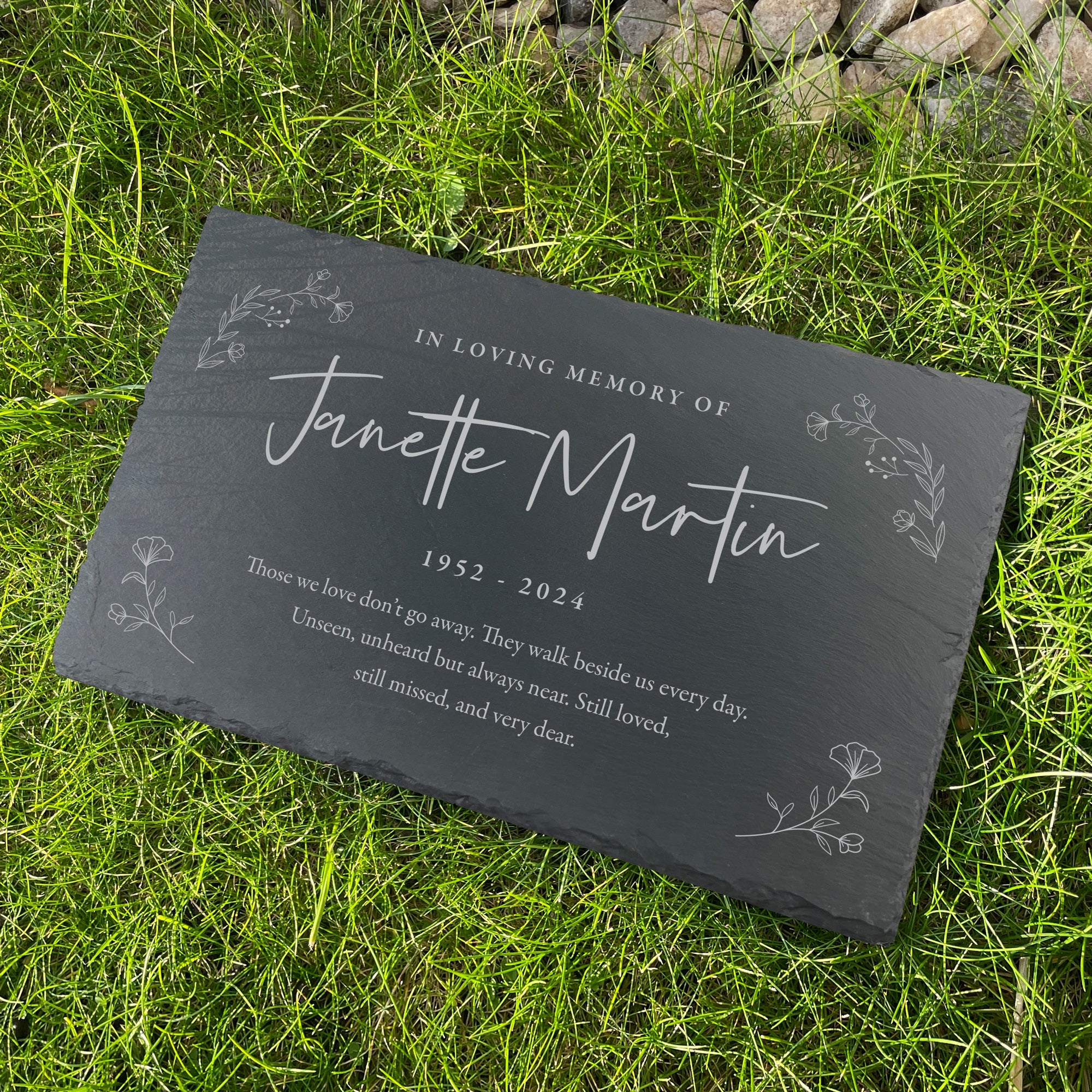 Personalized Memorial Wreath Slate Grave Marker - 12