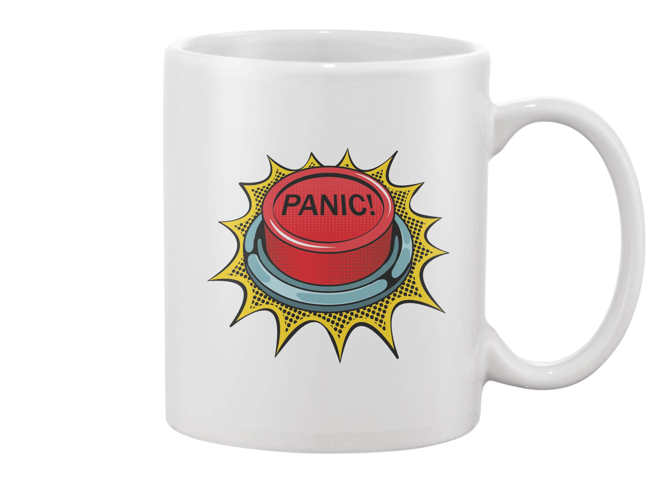 Funny Panic Red Button Coffee Mug - Novelty Gift for Office Prank, Stress Relief & Humor - Perfect for Coffee, Tea & Hot Drinks at Work or Home