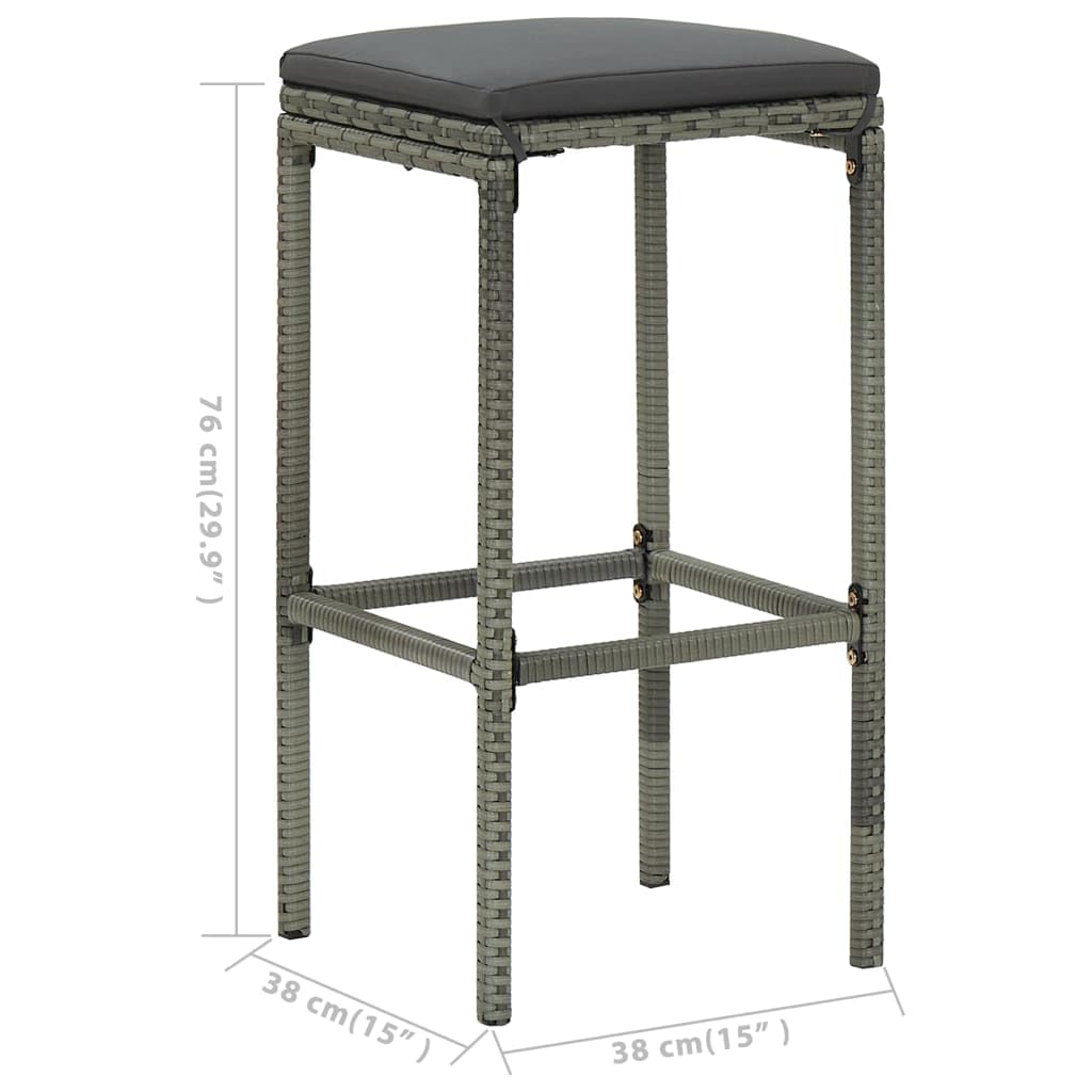 vidaXL 5-Piece Patio Bar Set with Wood Tabletop & Cushioned Stools - Outdoor Dining Furniture for Garden, Backyard, Farmhouse (Gray) | Perfect for Entertaining, Relaxing & Outdoor Gatherings