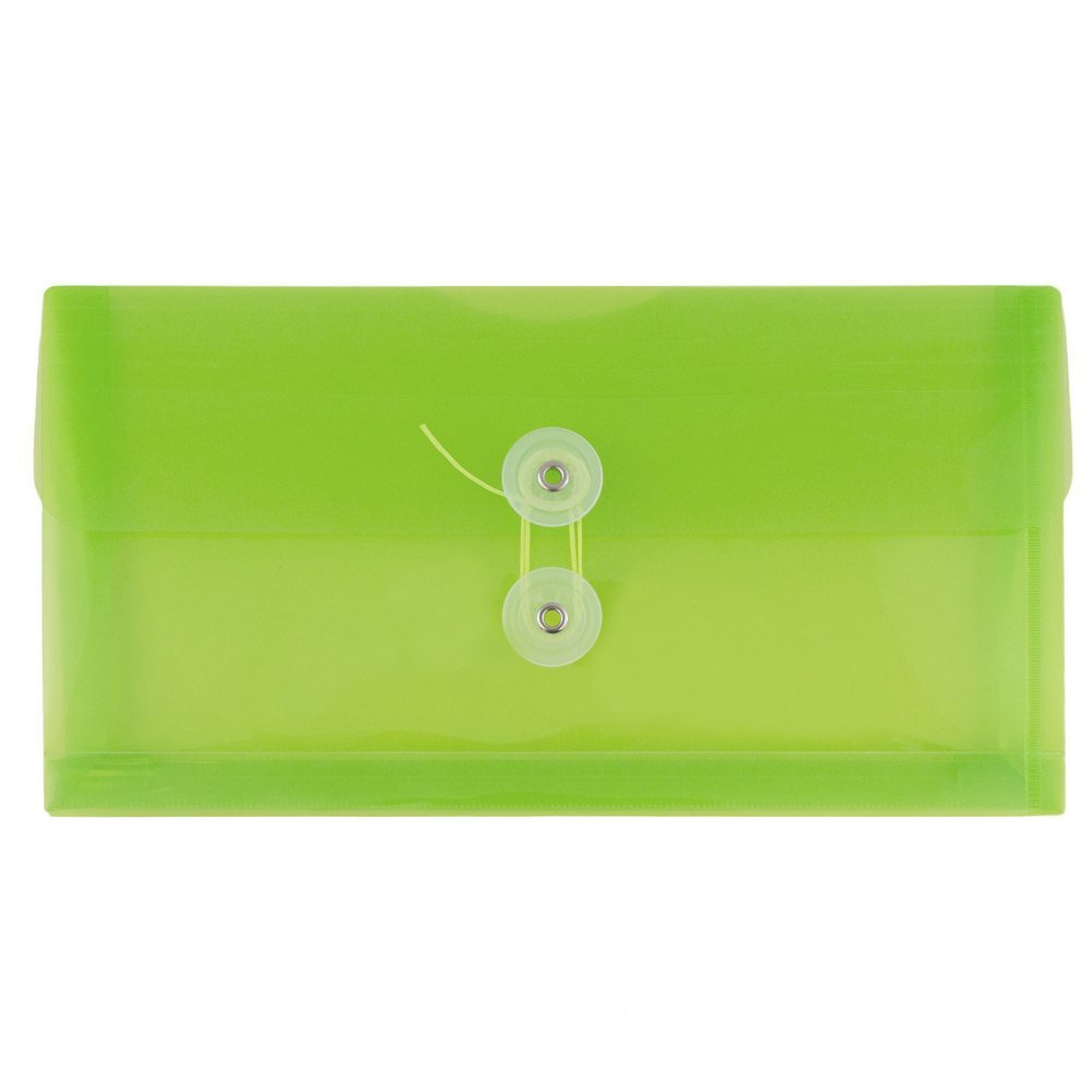 JAM Paper #10 Plastic Business Envelopes with Button & String Tie Closure - 5 1/4