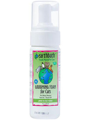 Earthbath Green Tea Essence Grooming Foam for Cats - 4oz (118ml) Natural Pet Shampoo | Soothes Skin & Reduces Shedding | Perfect for Bath Time & Allergy Relief