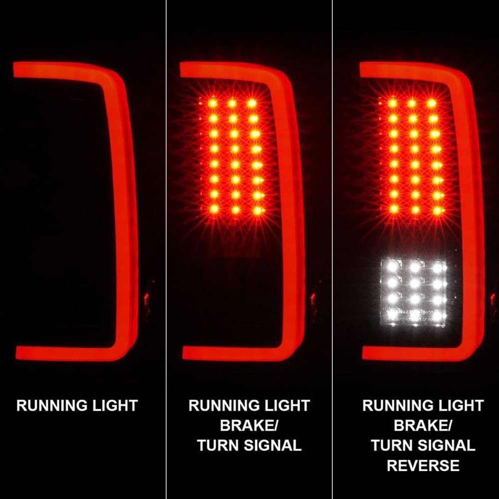 ANZO 2007-2013 Chevrolet Silverado 1500/2500/3500 LED Tail Lights with Light Bar - Black Smoke Housing - Upgrade for Enhanced Visibility & Style - Perfect for Night Driving & Custom Truck Builds