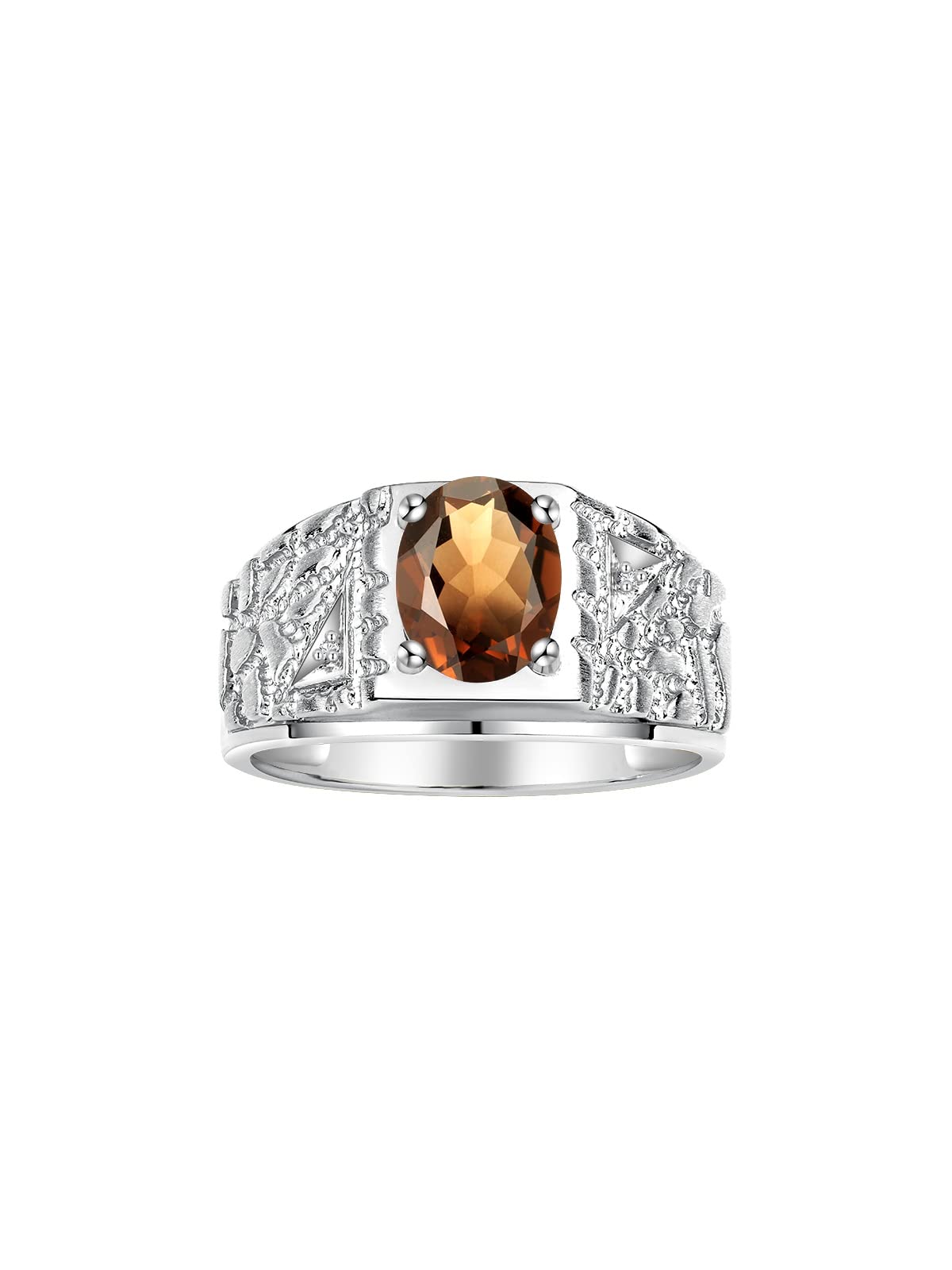 Stylish Rylos Men's Gemstone Nugget Ring - 9X7MM Oval Birthstone with Sparkling Diamonds in Sterling Silver (Sizes 8-13) | Perfect for Weddings, Anniversaries & Everyday Fashion Jewelry