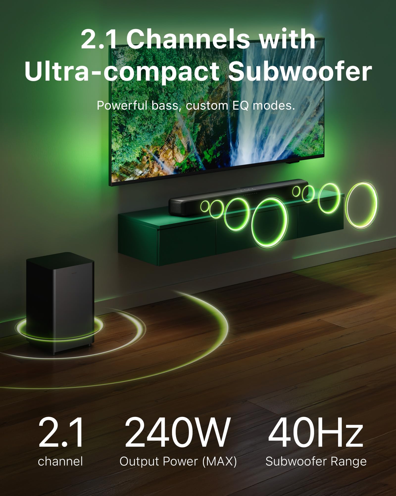 PHILIPS B5309 2.1 Channel Soundbar with Wireless Subwoofer | 240W Powerful Immersive DTS Virtual:X Audio | Bluetooth 5.4, HDMI ARC, USB | 4 EQ Modes for Movies, Music & Gaming | Dark Grey Home Theater System for Living Room & Entertainment Spaces