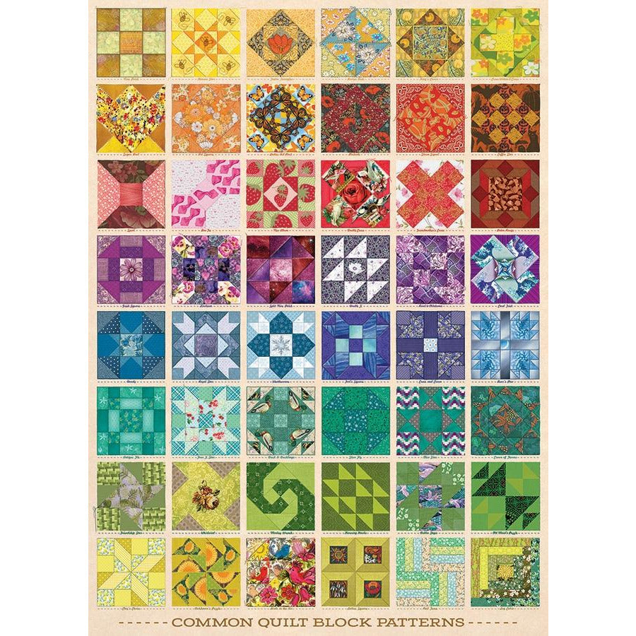 Common Quilt Blocks PZ1000 - Traditional Patchwork Quilting Squares for DIY Quilts, Home Decor, and Craft Projects