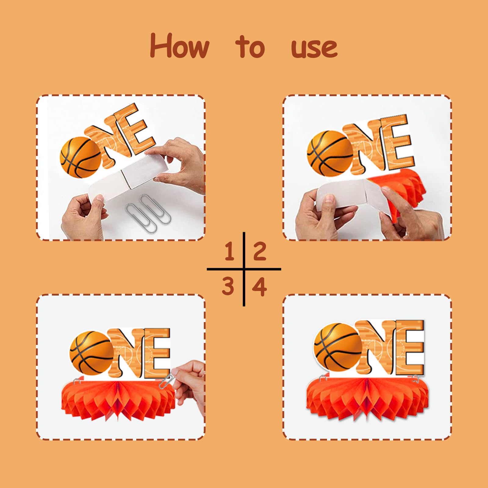 8Pcs Basketball 1st Birthday Decorations - Reusable Centerpieces for Boys' Sports Themed Party